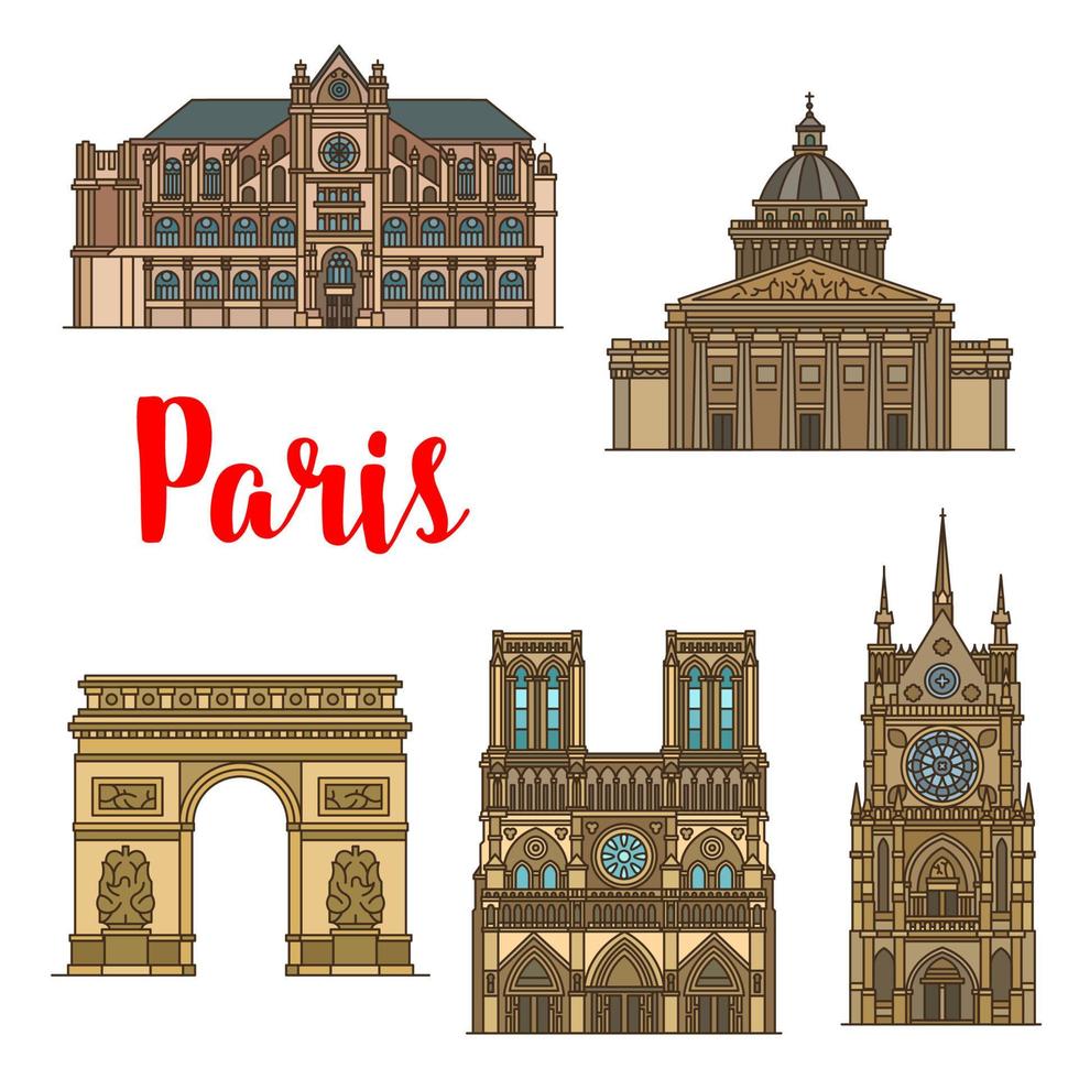 francese viaggio punto di riferimento icona di Parigi turista vista vettore