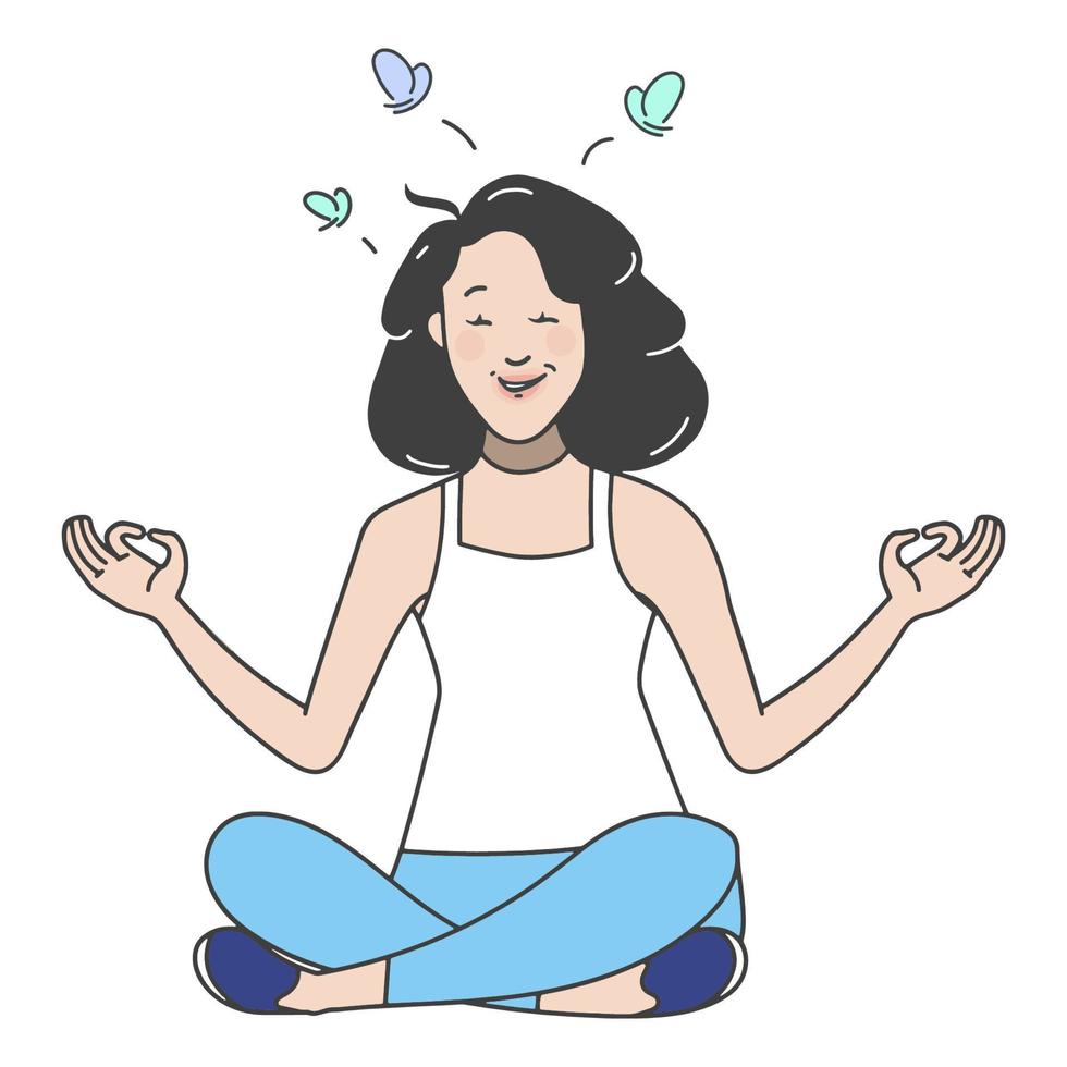 illustrazione ragazza Meditare vettore