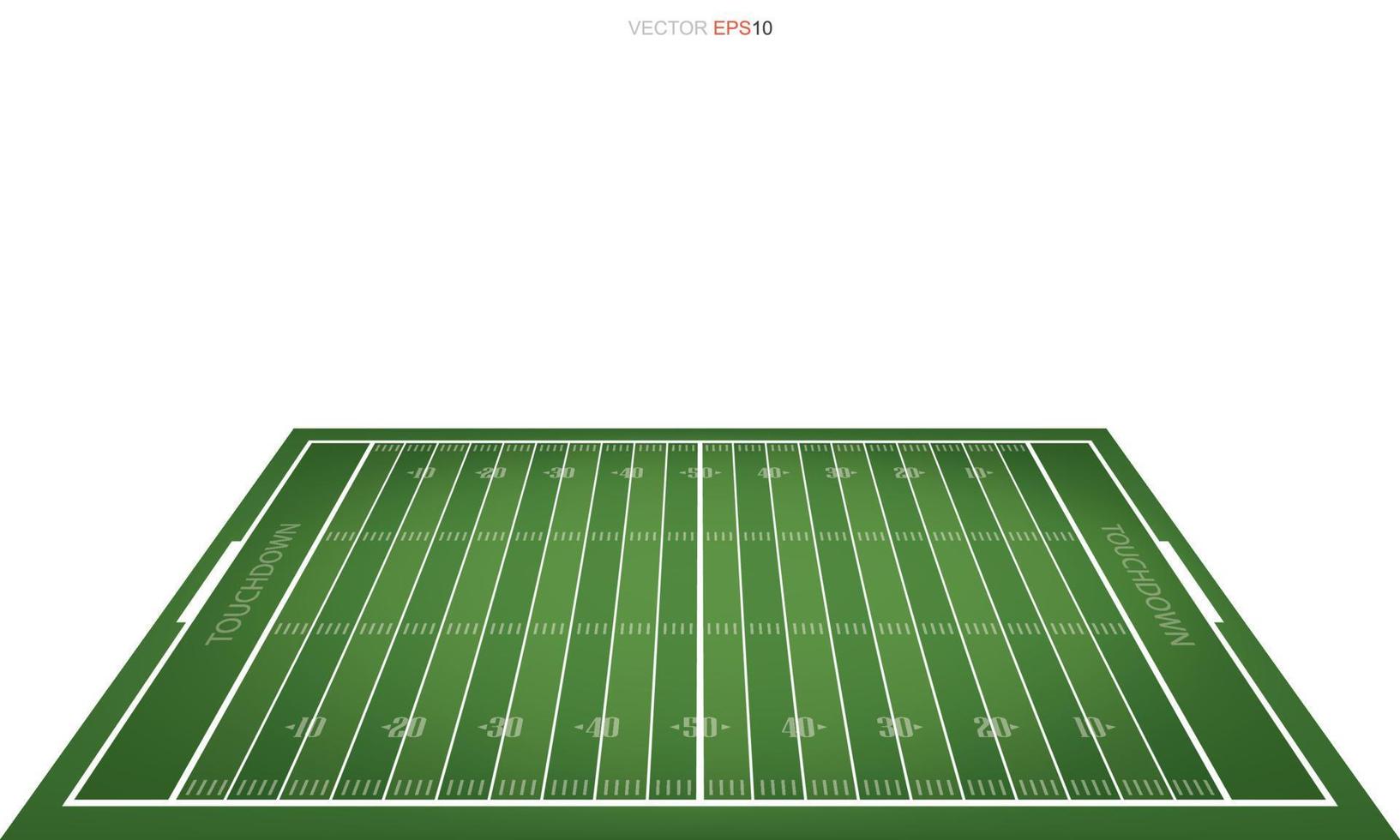 campo di football americano con area del modello di linea per lo sfondo. viste prospettiche del campo di calcio. vettore. vettore