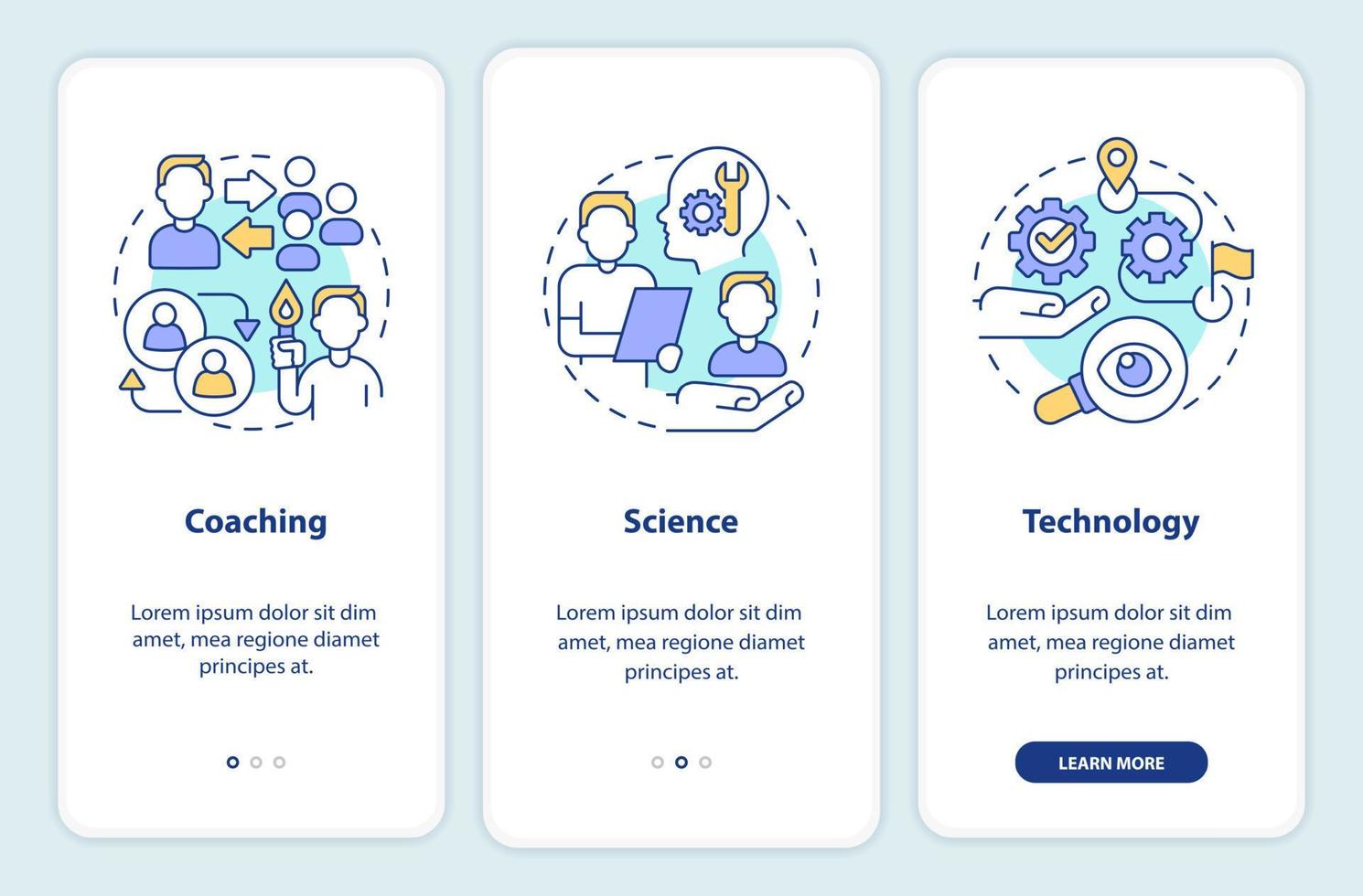 attività commerciale istruire piattaforma programmi onboarding mobile App schermo. Procedura dettagliata 3 passaggi modificabile grafico Istruzioni con lineare concetti. ui, ux, gui modello. vettore