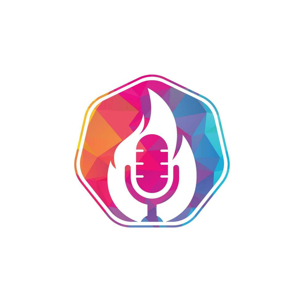 fuoco Podcast logo design modello. fiamma fuoco Podcast mic logo vettore icona illustrazione.