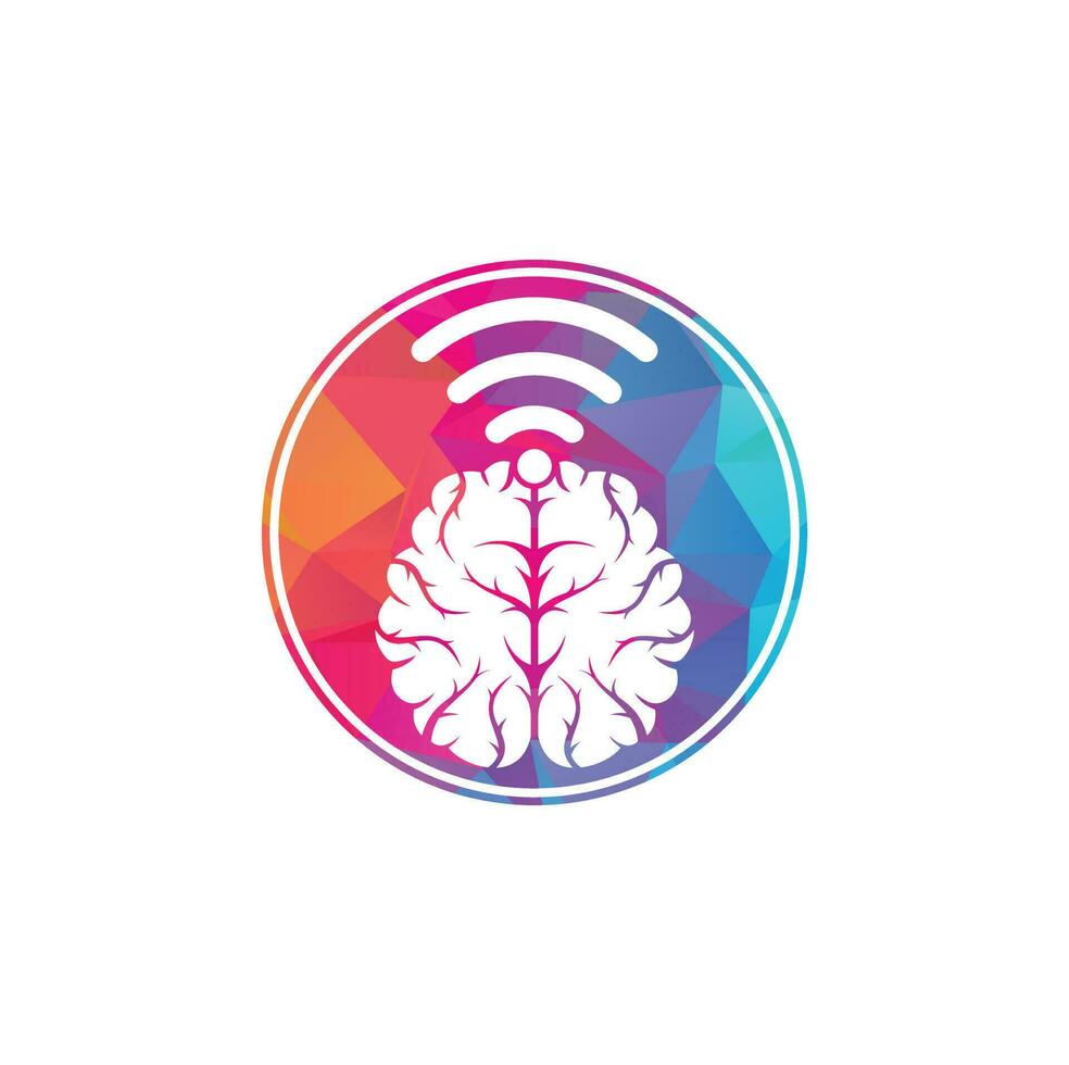 cervello e Wi-Fi logo design cartello. formazione scolastica, tecnologia e attività commerciale sfondo. Wi-Fi cervello logo icona. vettore