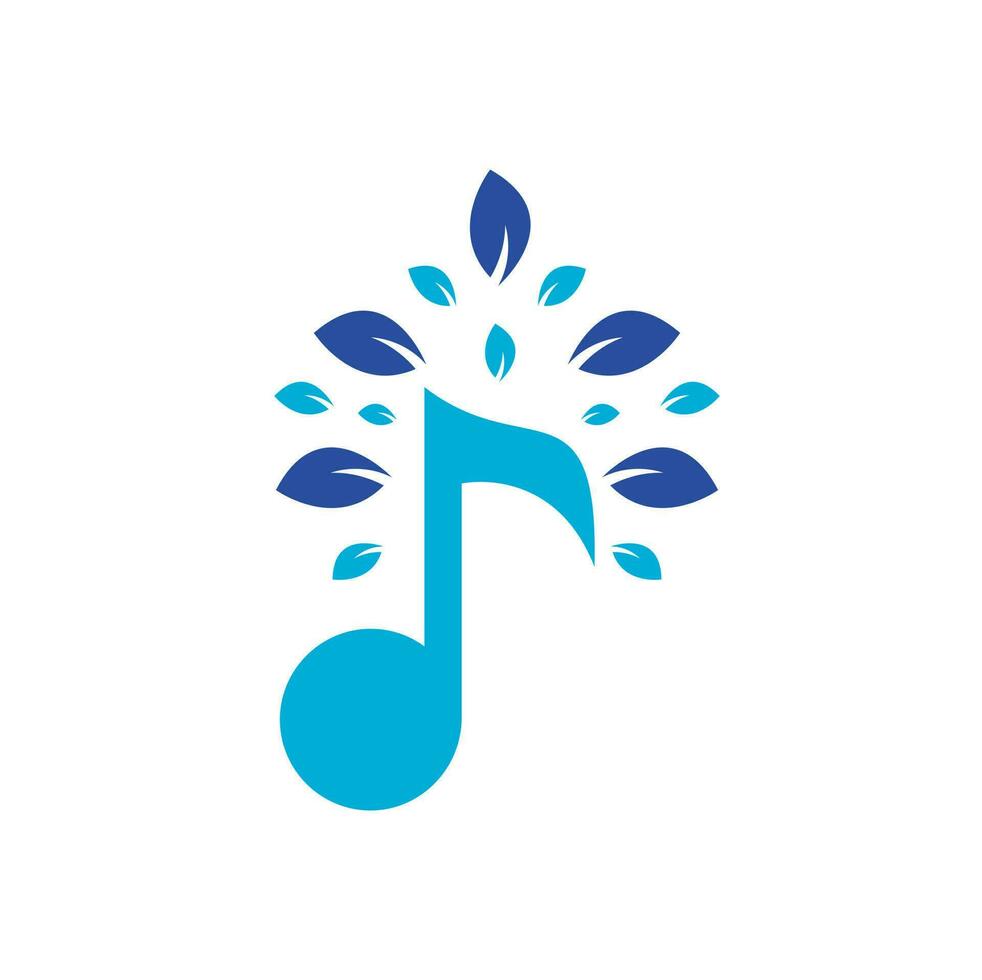 musica albero logo design. musica e eco simbolo o icona. musica Nota icona combinare con albero forma icona vettore