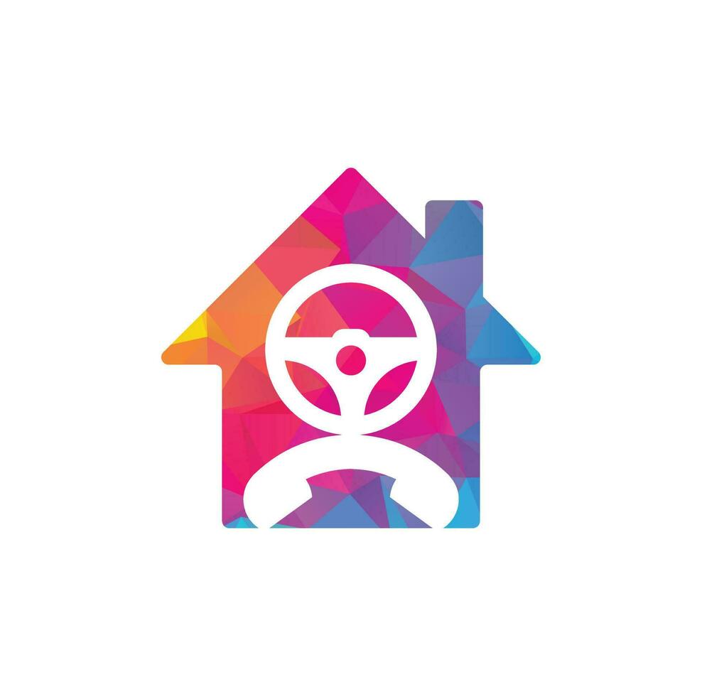 guidare chiamata casa forma concetto vettore logo design. timone ruota e Telefono simbolo o icona