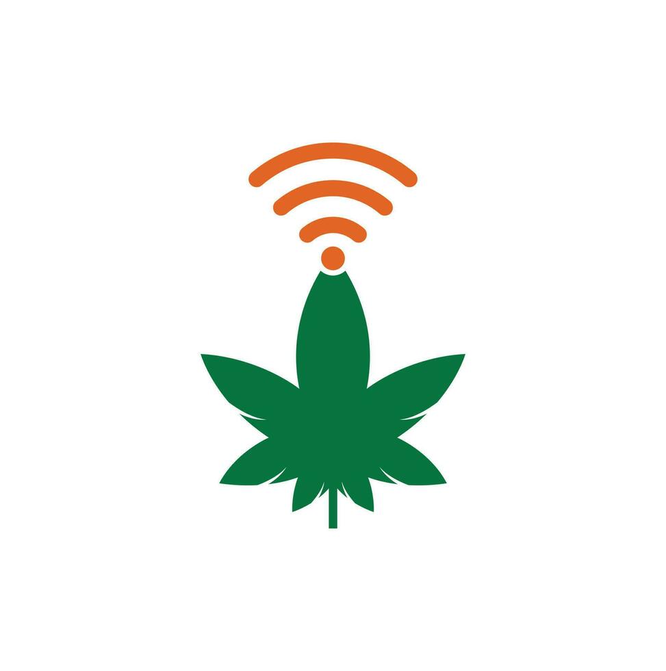 canapa Wi-Fi vettore logo design. canapa e segnale simbolo o icona.