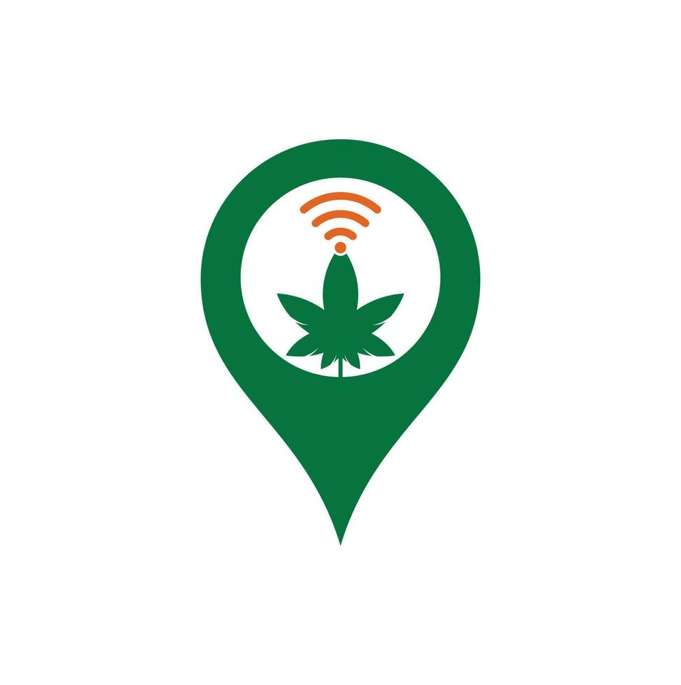 canapa Wi-Fi GPS forma vettore logo design. canapa e segnale simbolo o icona.