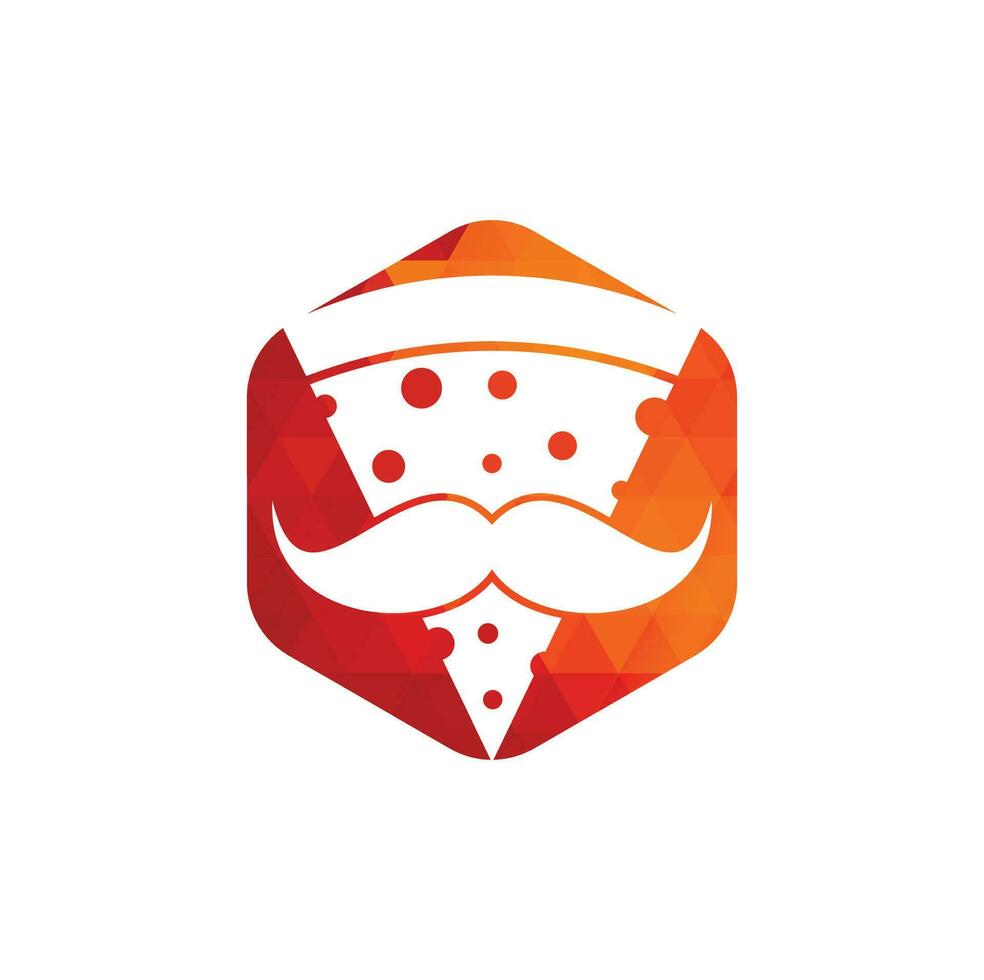 Pizza baffi logo design modello. Sig Pizza logo design concetto vettore icona.