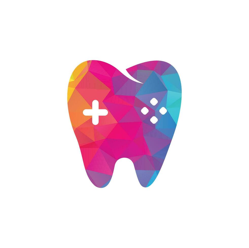 dentale gioco logo icona design. dente e consolle vettore logo design.