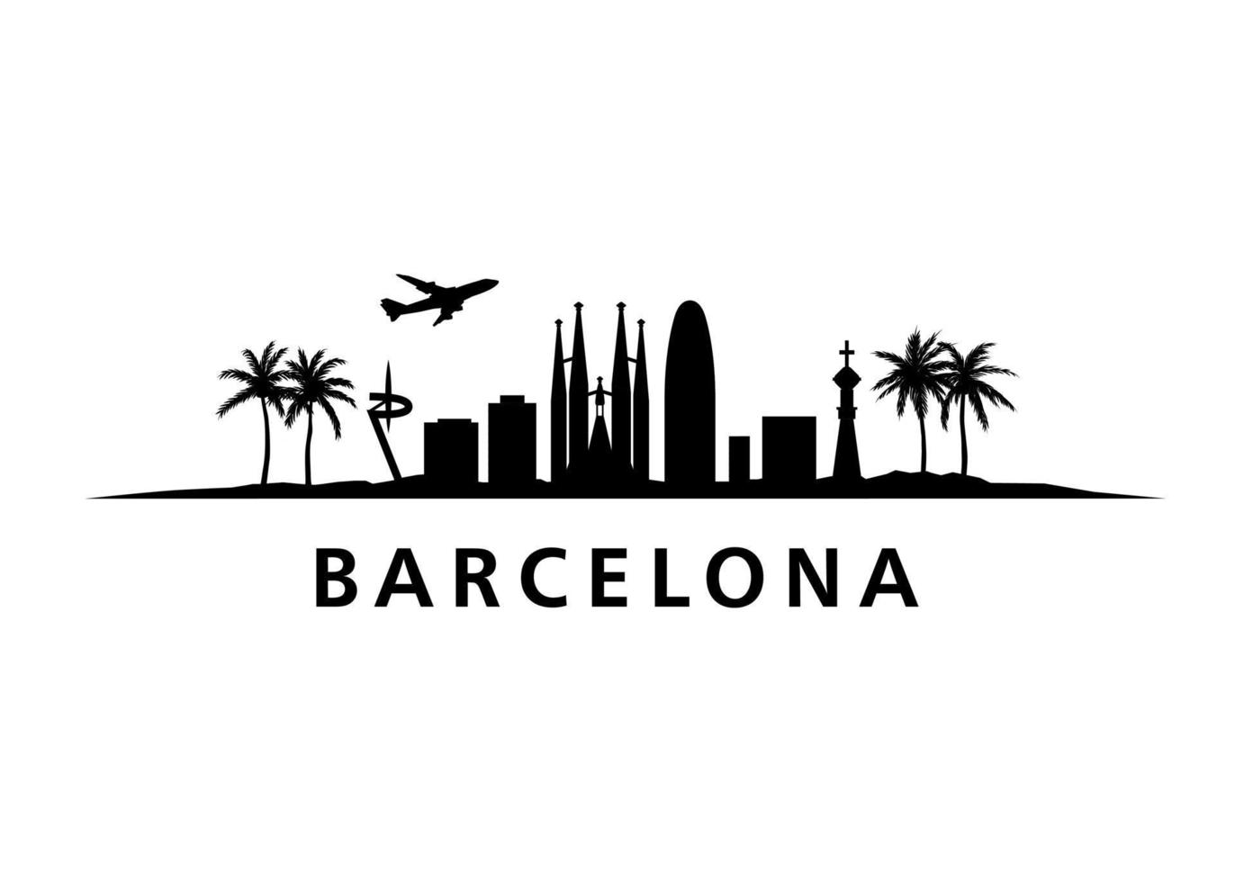 Barcellona orizzonte paesaggio città silhouette edifici vettore