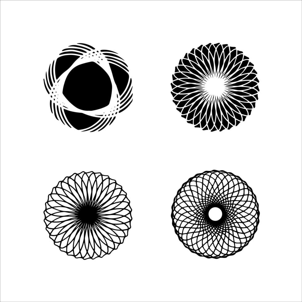 impostato di diverso lineare modulo ispirato di brutalismo, collezione strano wireframe vettore 3d geometrico forme, distorsione e trasformazione di figura.