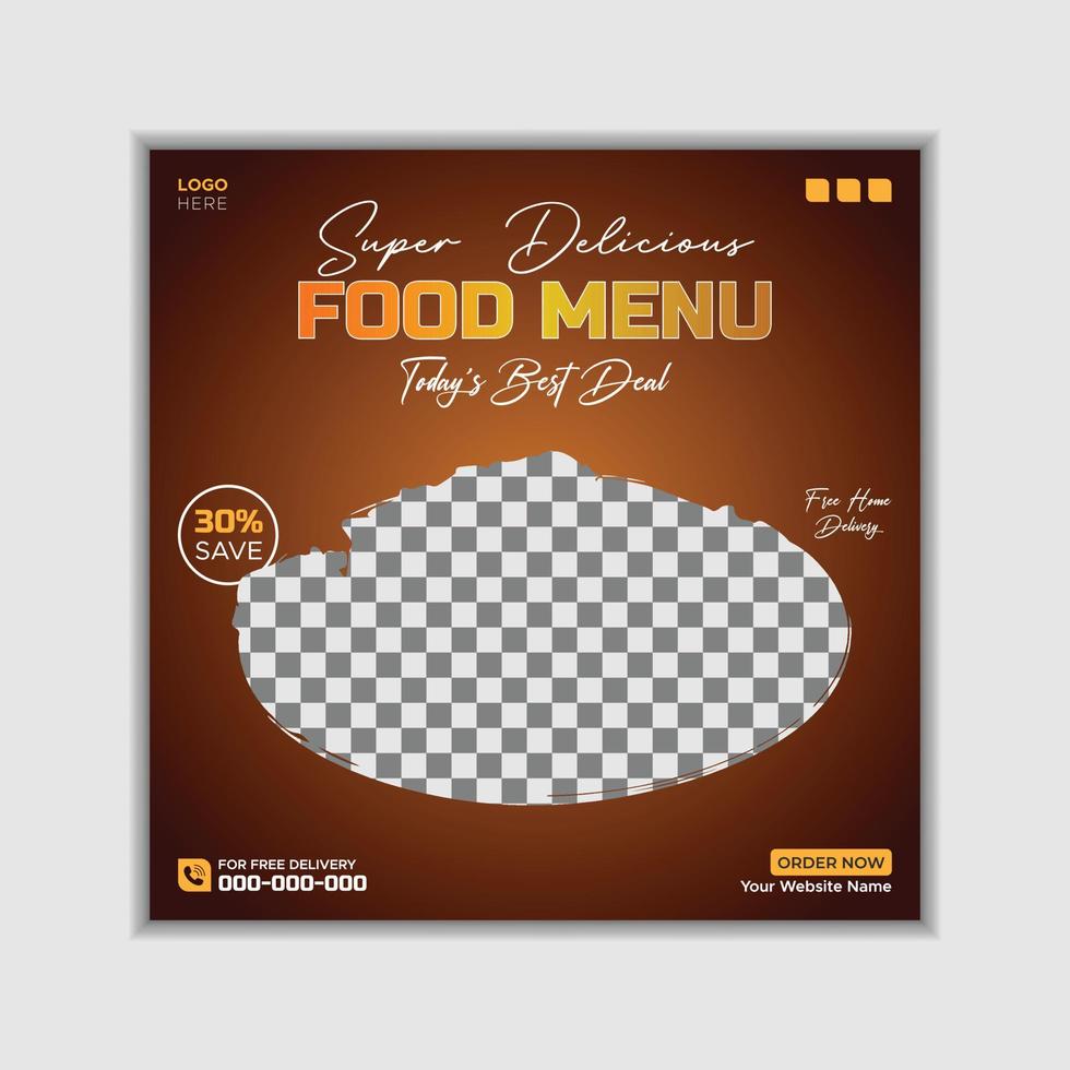 cibo menù sociale media inviare bandiera modello ristorante instagram inviare design vettore