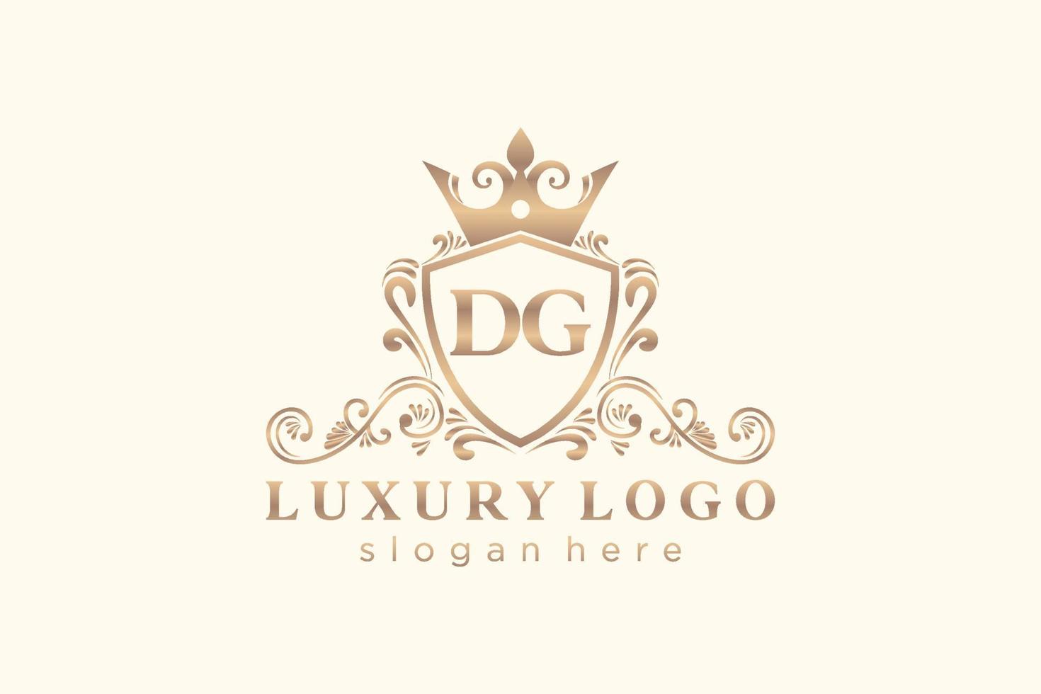 iniziale dg lettera reale lusso logo modello nel vettore arte per ristorante, regalità, boutique, bar, Hotel, araldico, gioielleria, moda e altro vettore illustrazione.