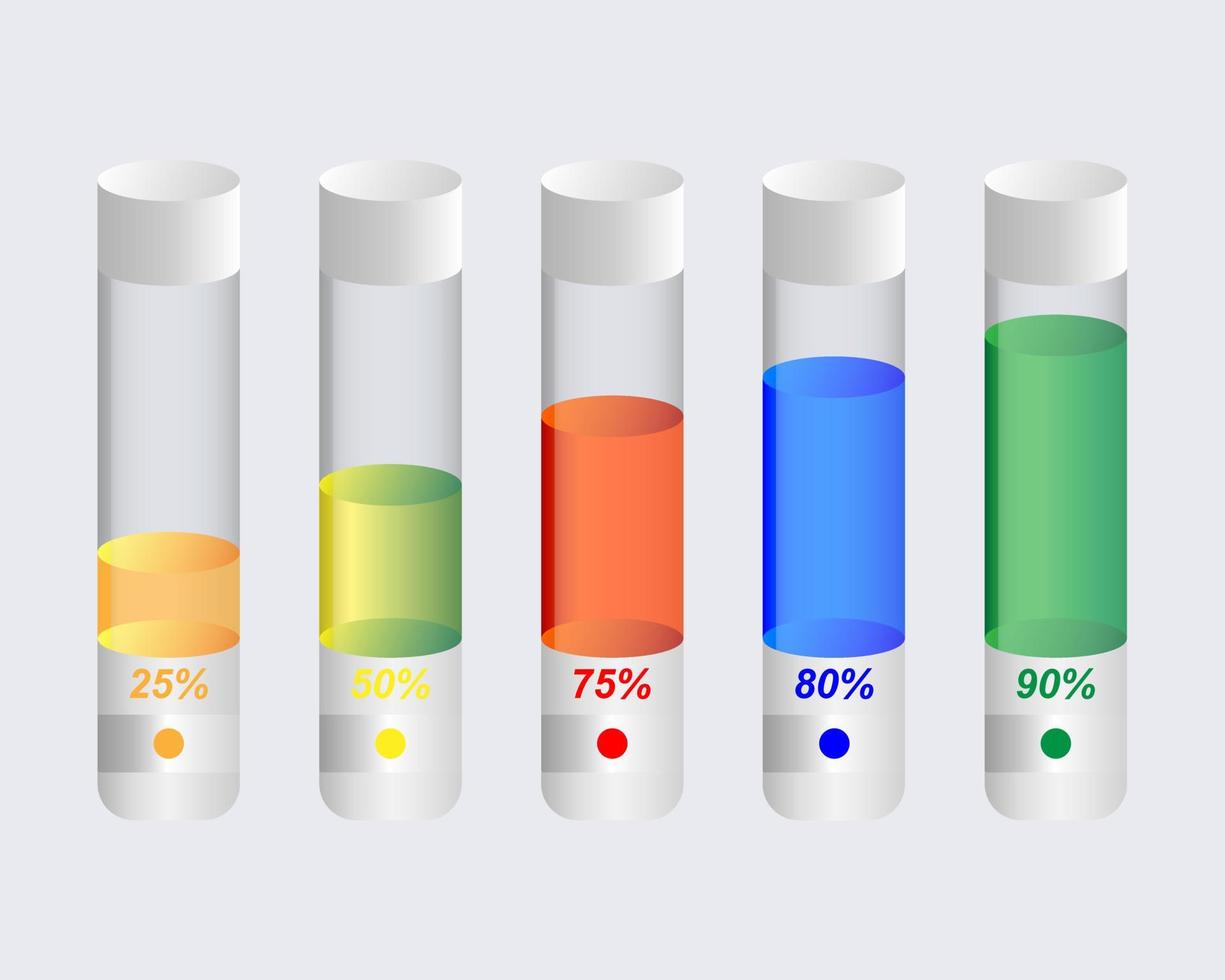 trasparente lampadina con vario diverso colorato liquido vettore