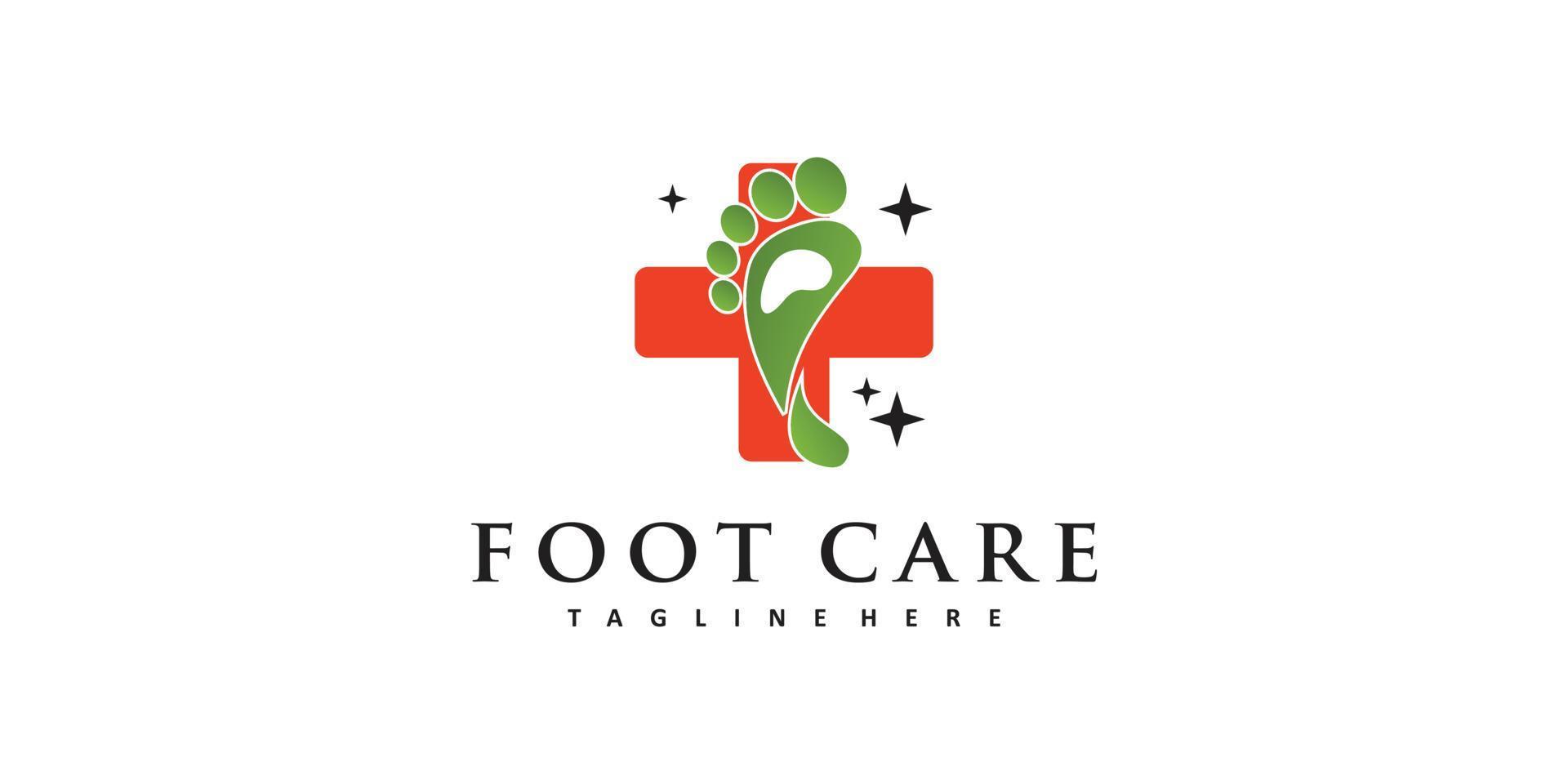 design del logo per la cura dei piedi con vettore premium di concetto creativo