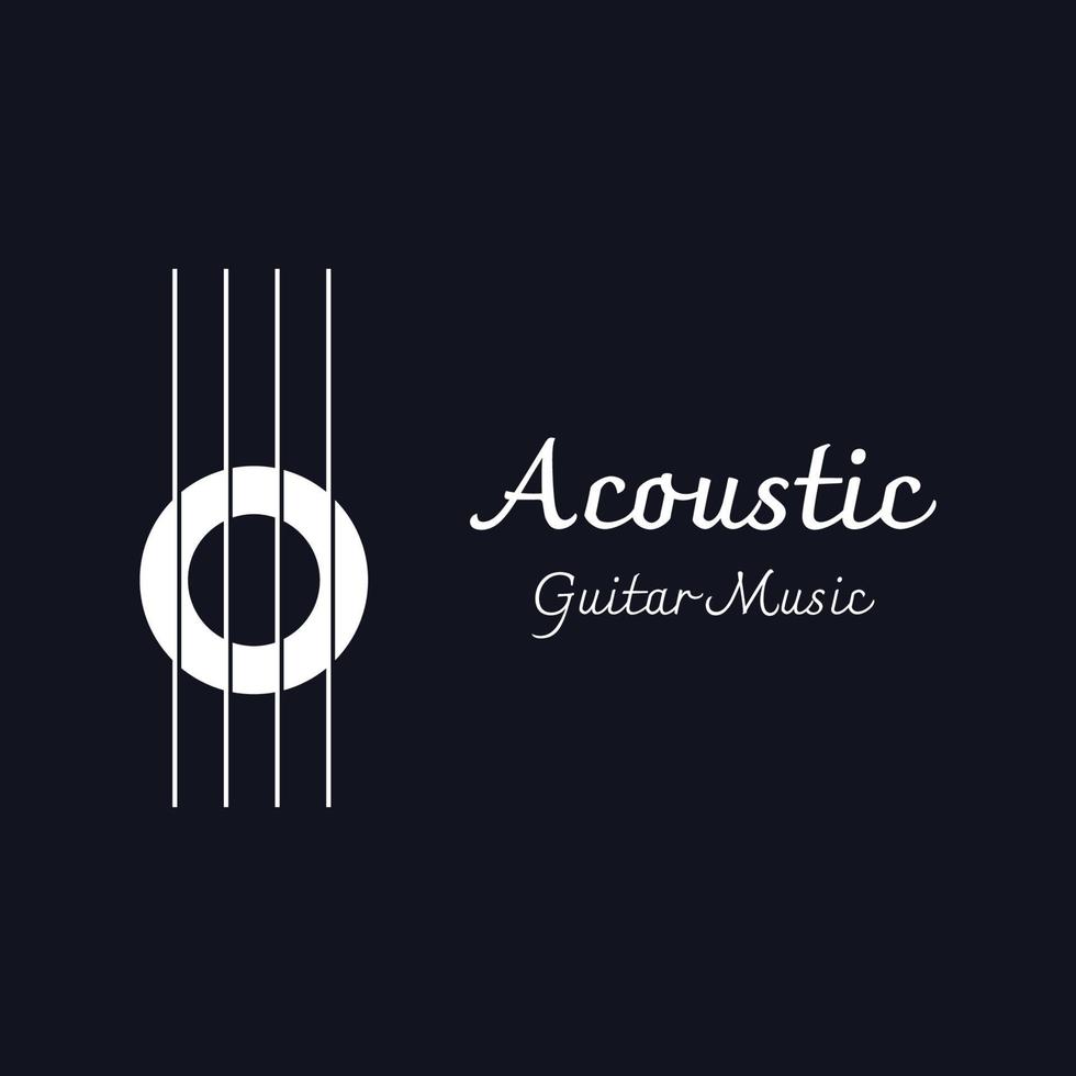 logo design per semplice chitarra musicale strumenti, musica, bande, vivere musica, e acustica, discoteche. vettore