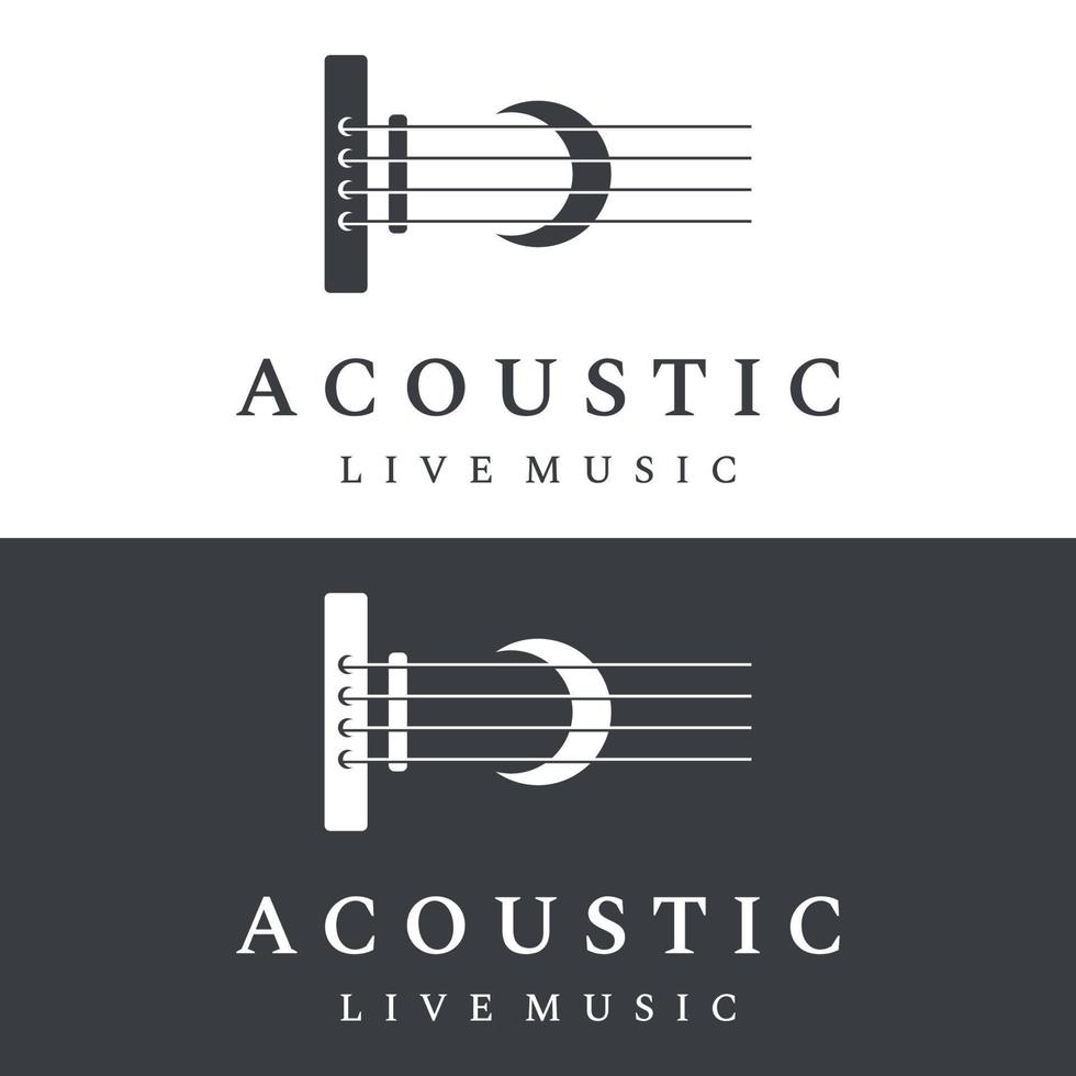 logo design per semplice chitarra musicale strumenti, musica, bande, vivere musica, e acustica, discoteche. vettore