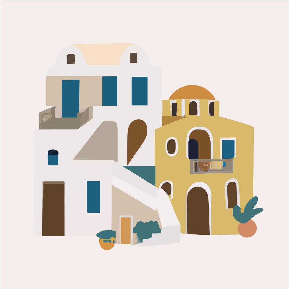 santorini isola, Grecia. vettore piatto illustrazione.