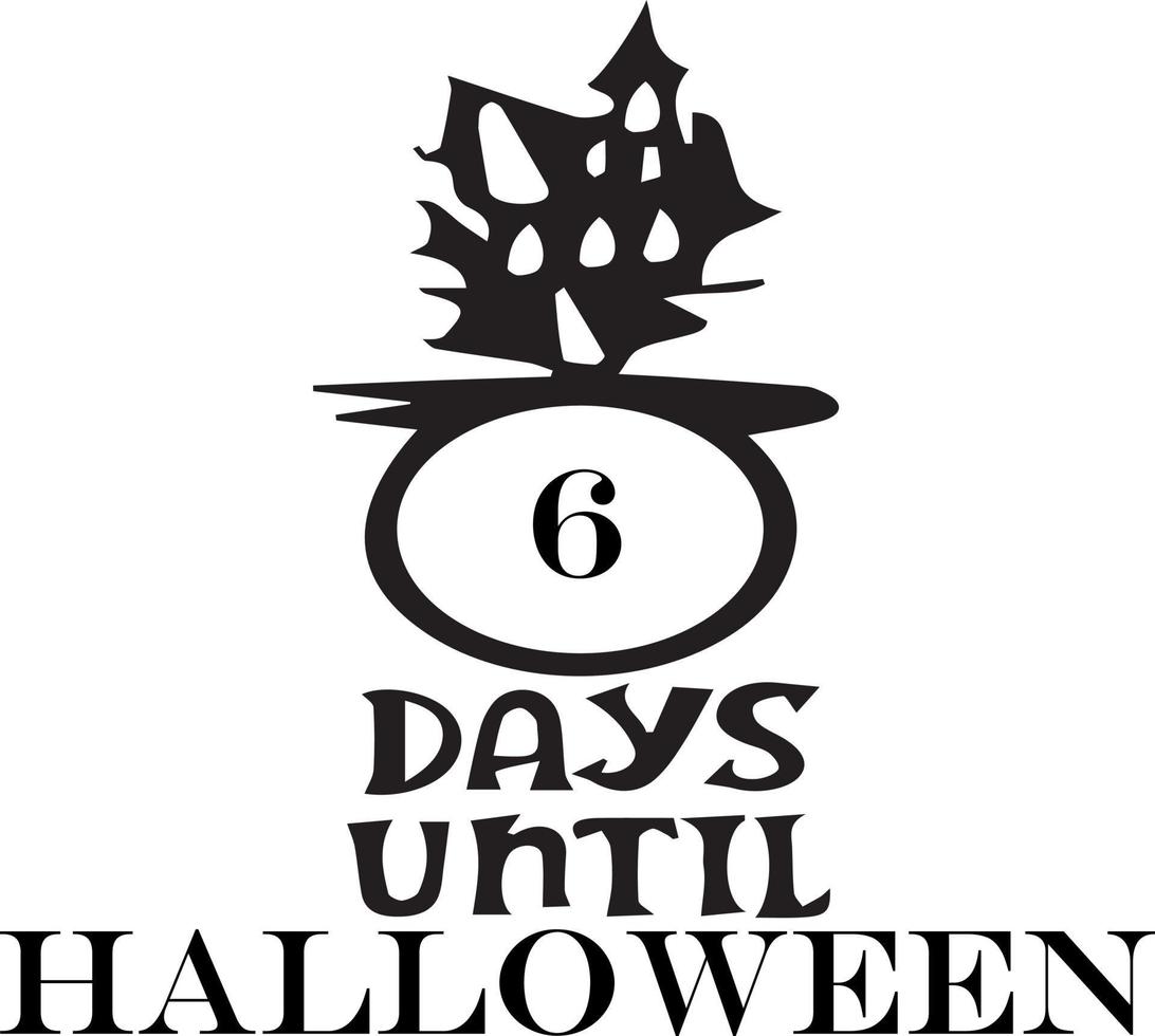 6 giorni fino a Halloween, semplice design fatto nel nero vettore