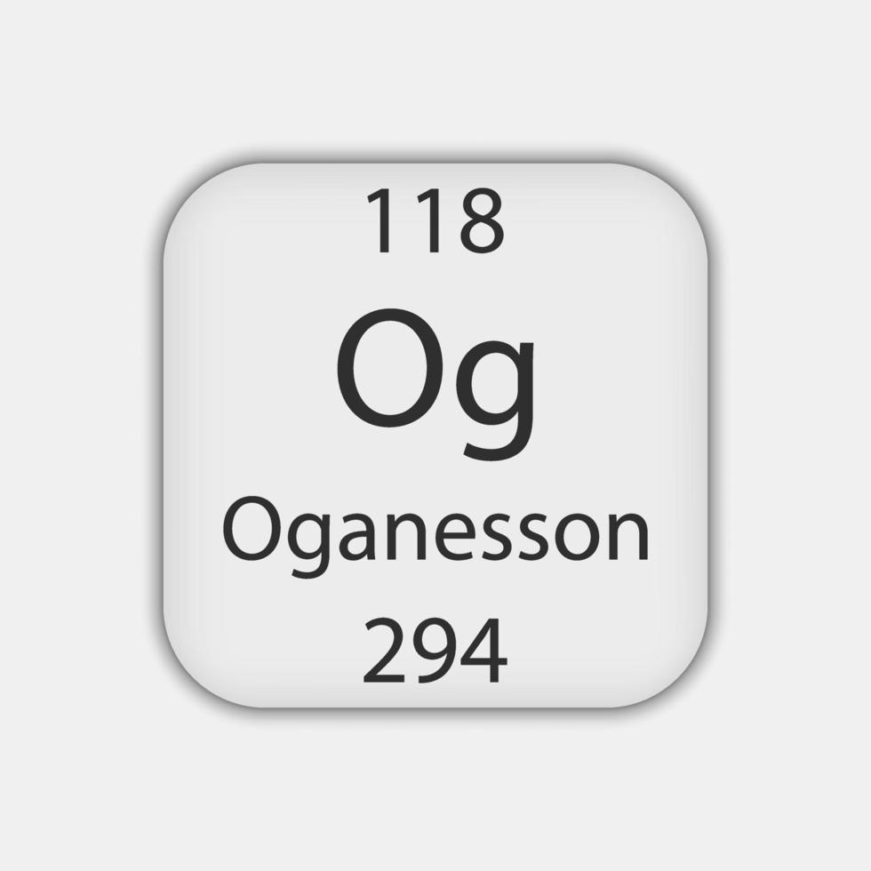 simbolo di oganesson. elemento chimico della tavola periodica. illustrazione vettoriale. vettore