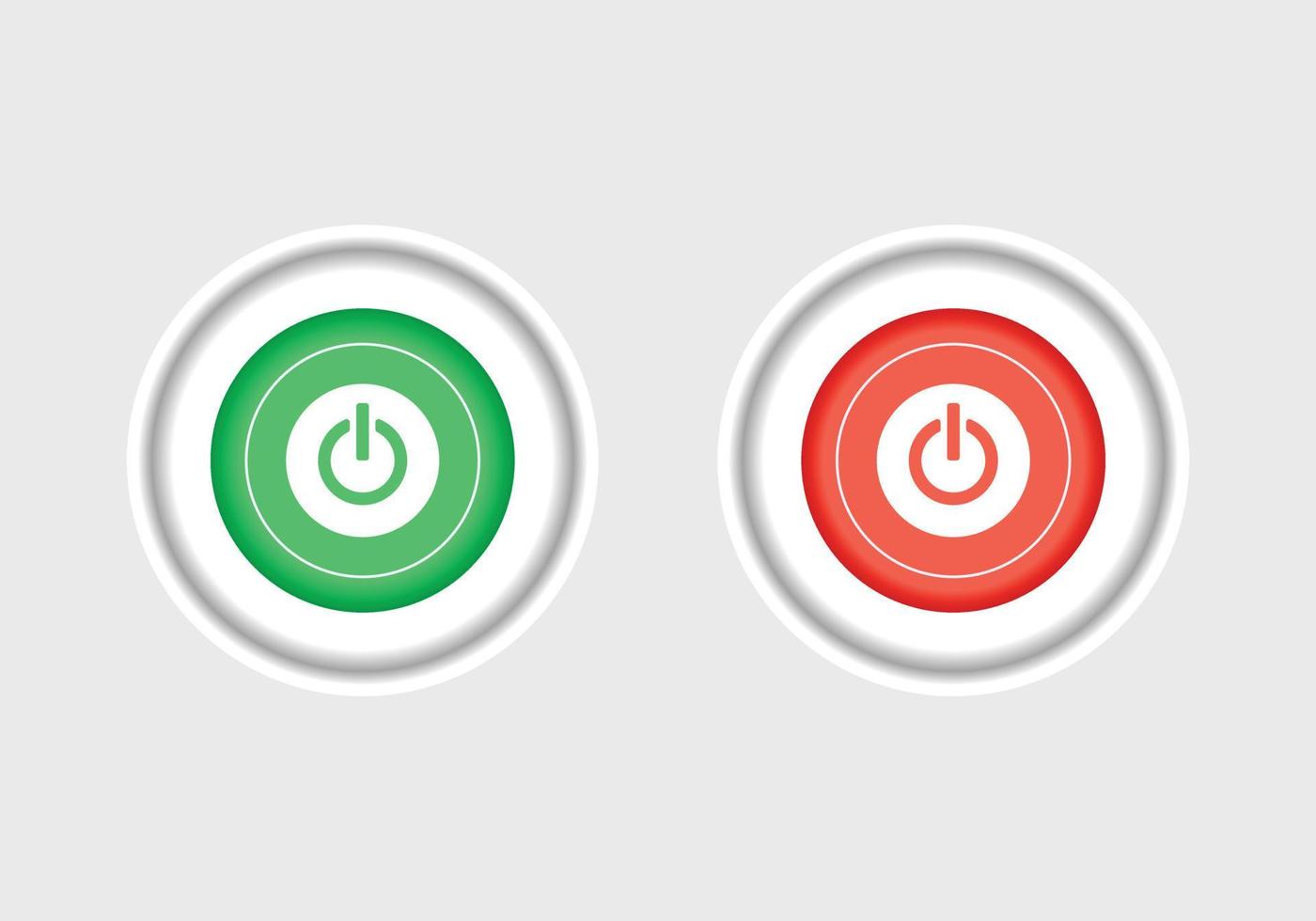 icona pulsanti di accensione e spegnimento rossa e verde. simbolo dell'interruttore on-off, il pulsante di accensione, il pittogramma della modalità standby vettore
