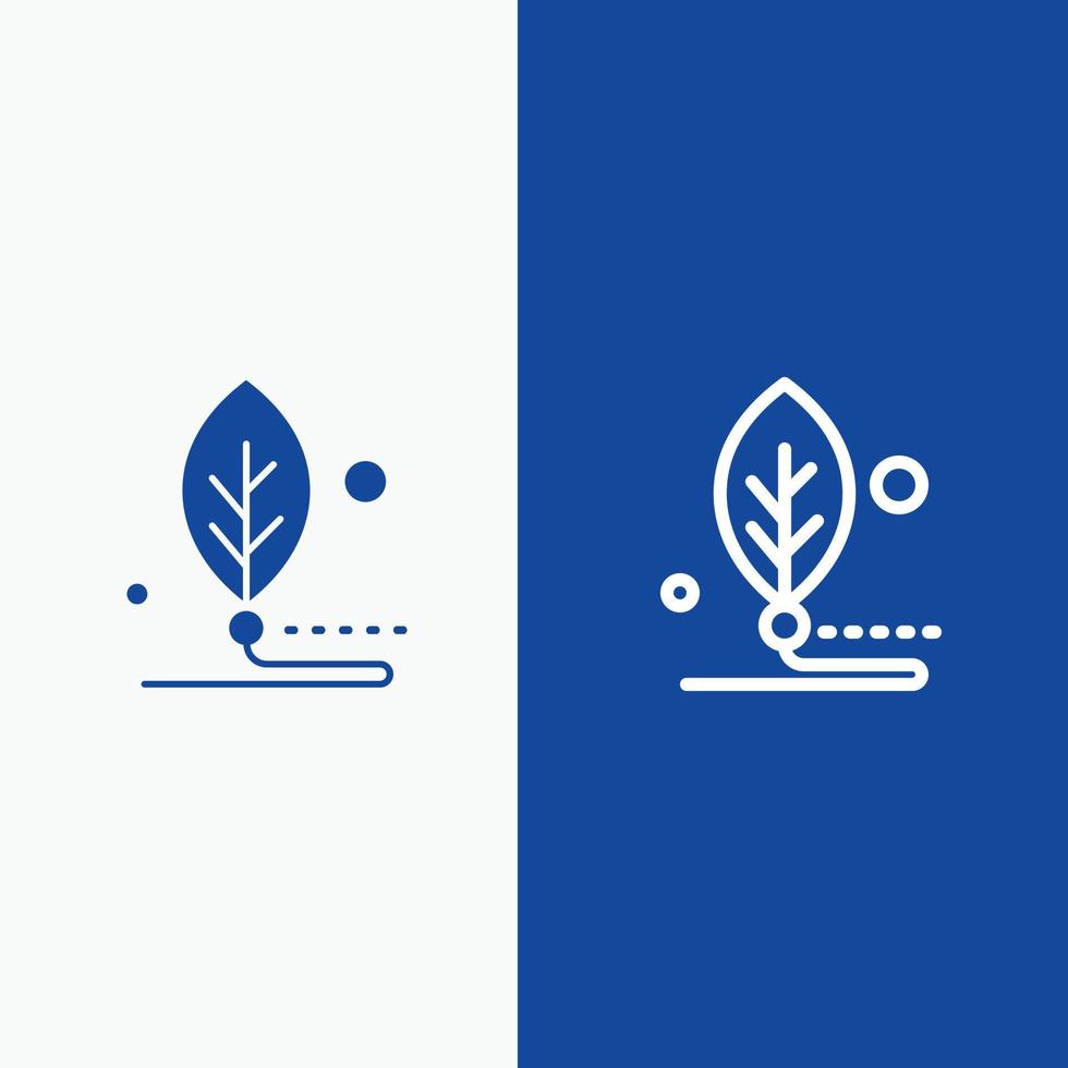 artificiale biologia digitale foglia vita linea e glifo solido icona blu bandiera linea e glifo solido icona vettore