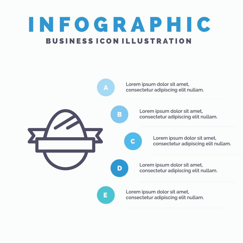 Pasqua uovo uovo vacanza vacanze linea icona con 5 passaggi presentazione infografica sfondo vettore