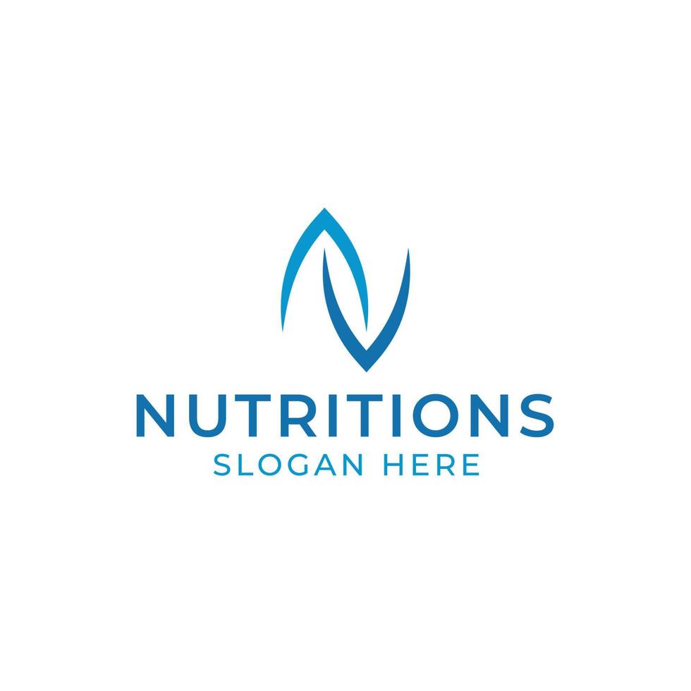 lettera n foglia nutrizione logo vettore