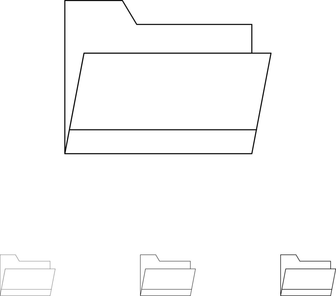 cartella Aperto dati Conservazione grassetto e magro nero linea icona impostato vettore