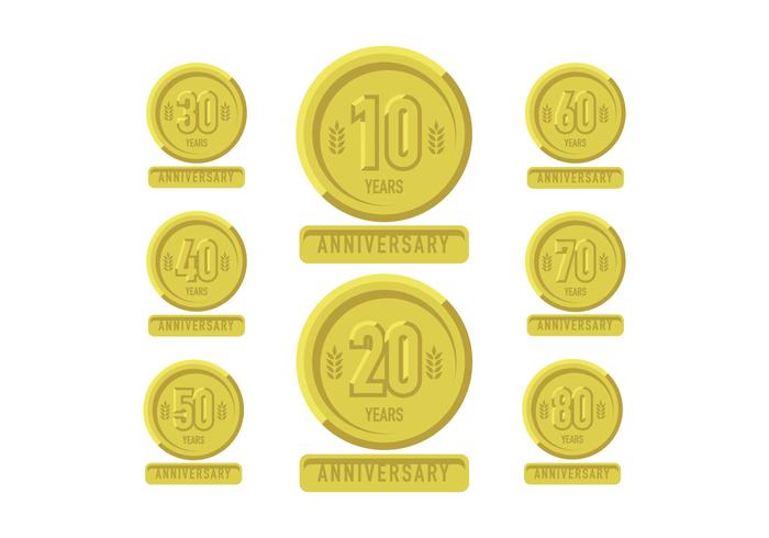 Patch d'oro anniversario con nastri vettore