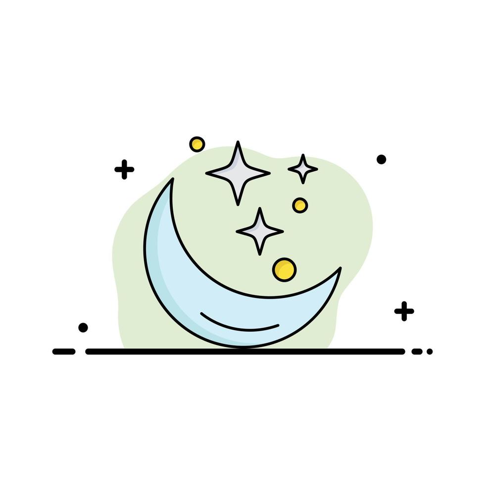 Luna notte stella tempo metereologico spazio piatto colore icona vettore