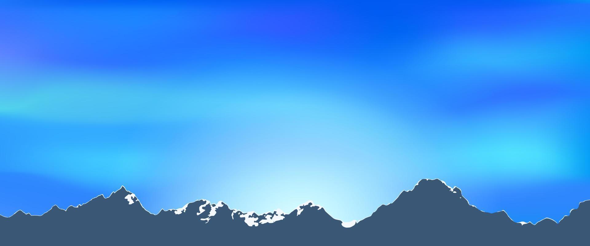 paesaggio con montagne illustrazione blu cielo, vettore