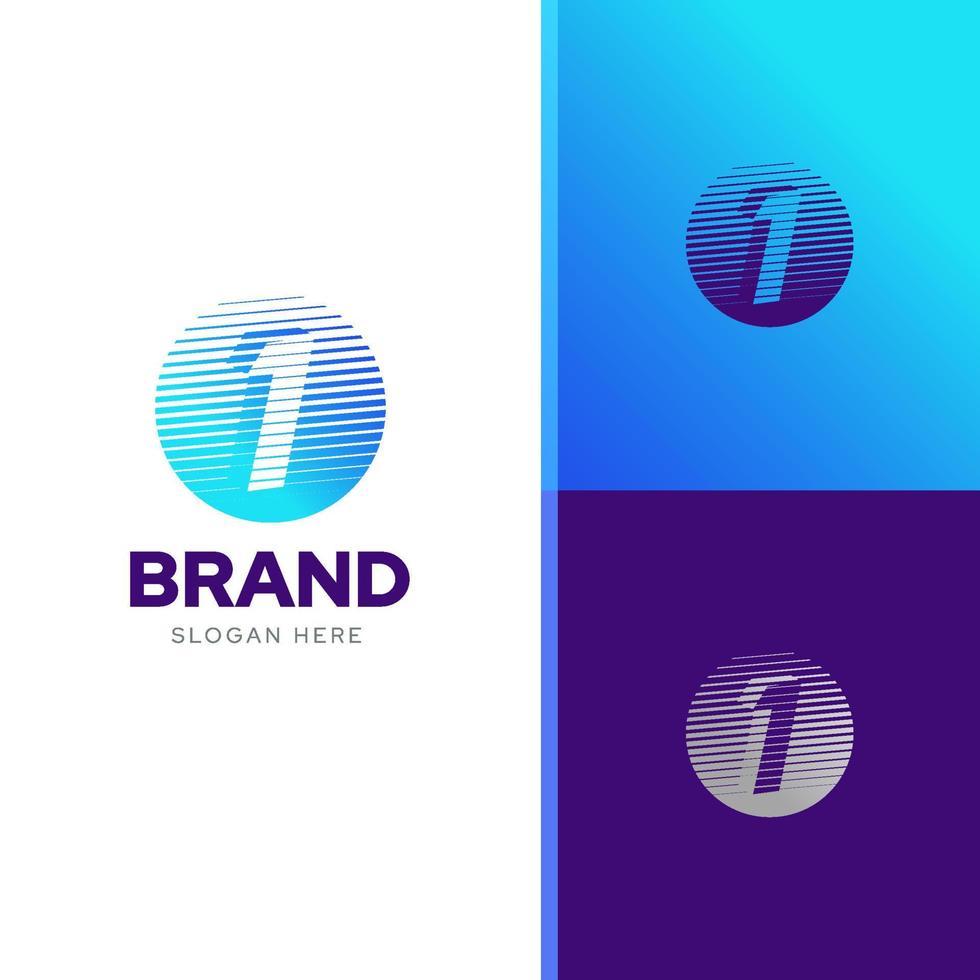 numero uno digitale creativo agenzia logo design modello vettore con colore armonia combinazione