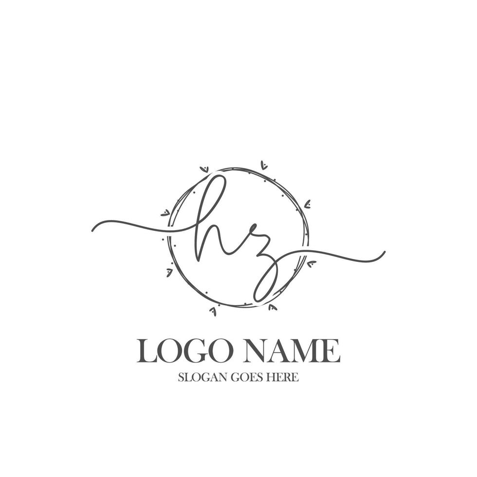 iniziale hz bellezza monogramma e elegante logo disegno, grafia logo di iniziale firma, nozze, moda, floreale e botanico con creativo modello. vettore