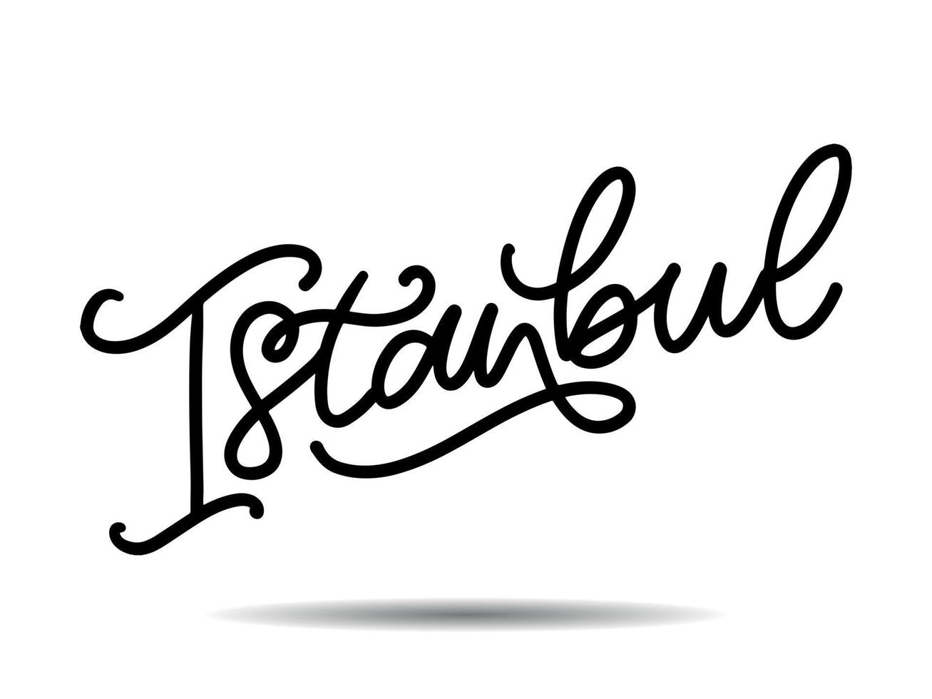 Istanbul. scritte a mano. logo vettoriale di Istanbul in colore nero con gabbiani su sfondo bianco. prodotti souvenir, emblema banner, blog di viaggio social media, brochure, volantino. illustrazione digitale.