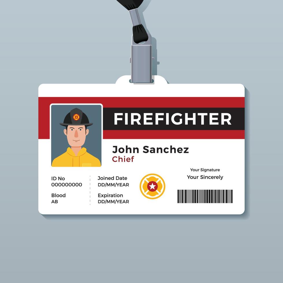 pompiere id distintivo modello vettore