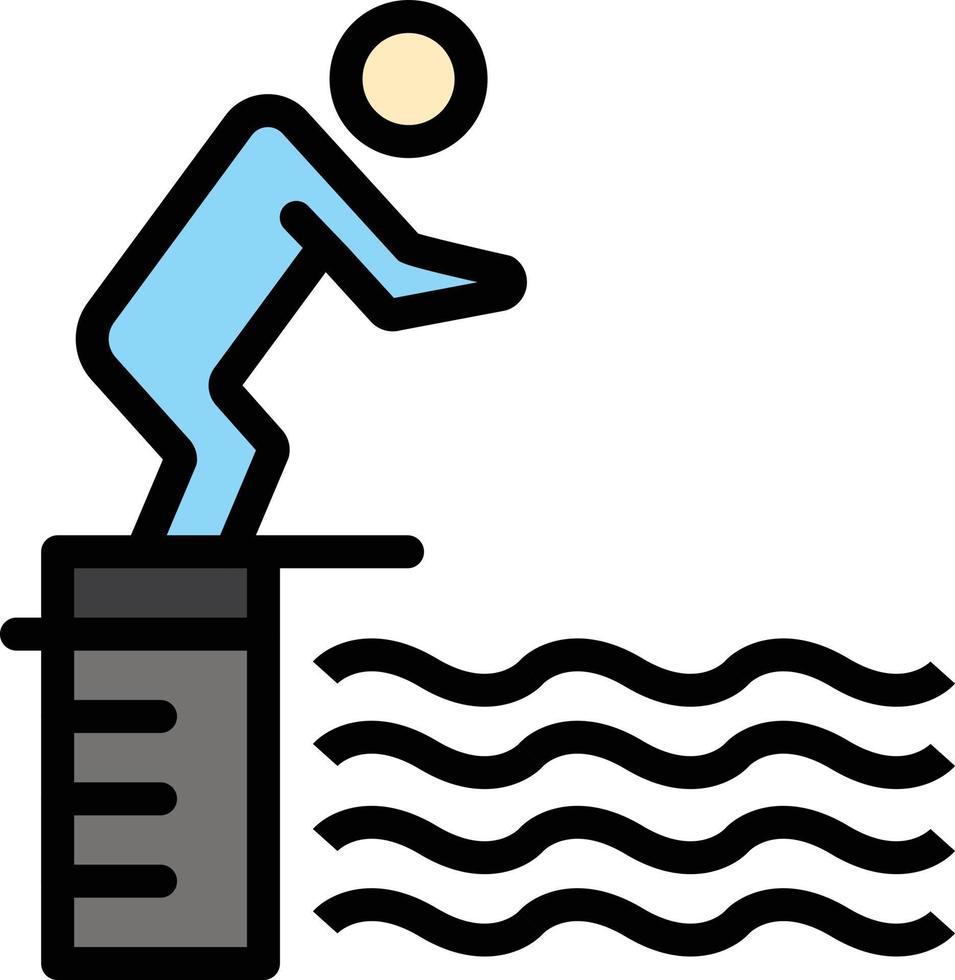 immersione saltare piattaforma piscina sport piatto colore icona vettore icona bandiera modello