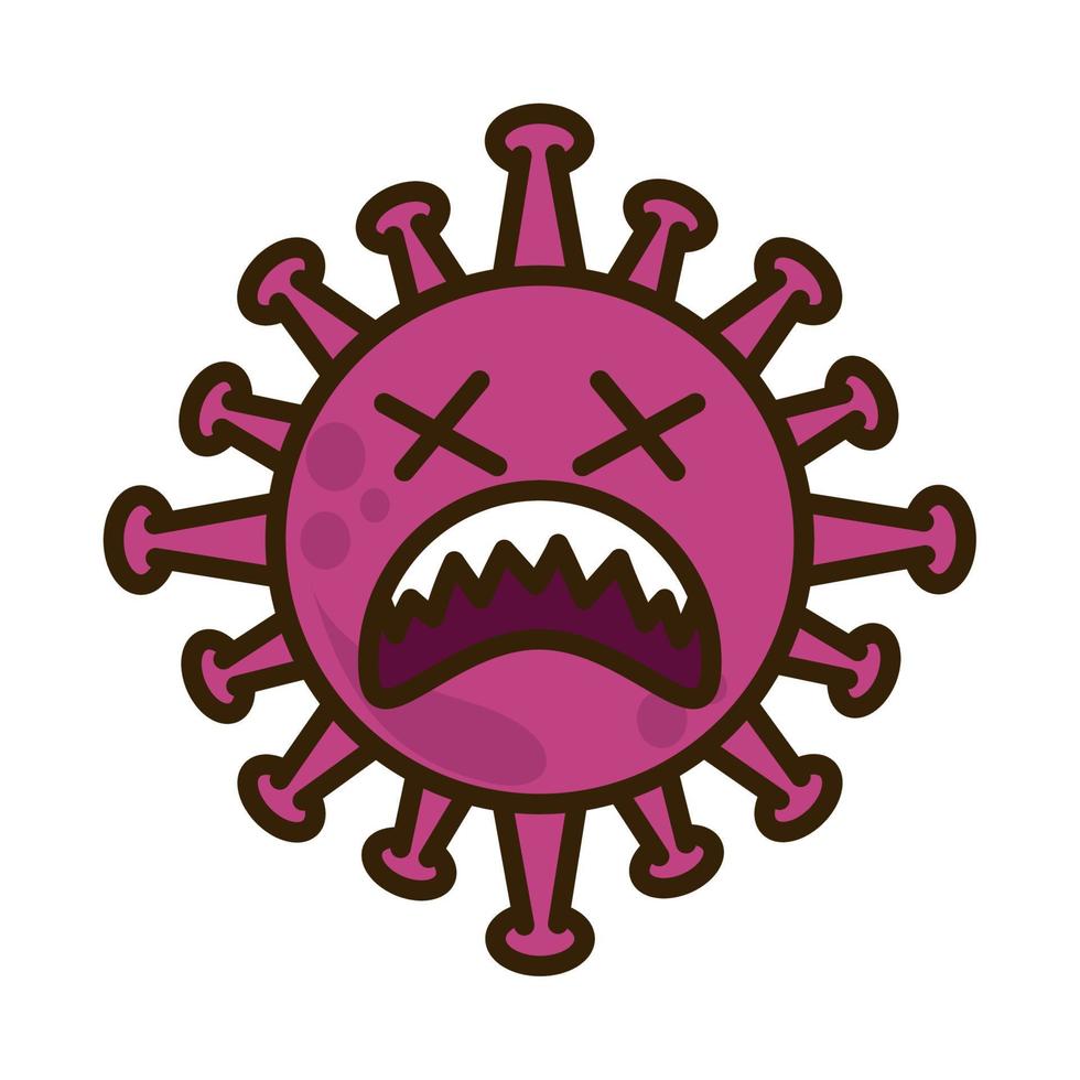 virus emoticon, covid-19 emoji personaggio infezione, viso piatto cartone animato stile vettore