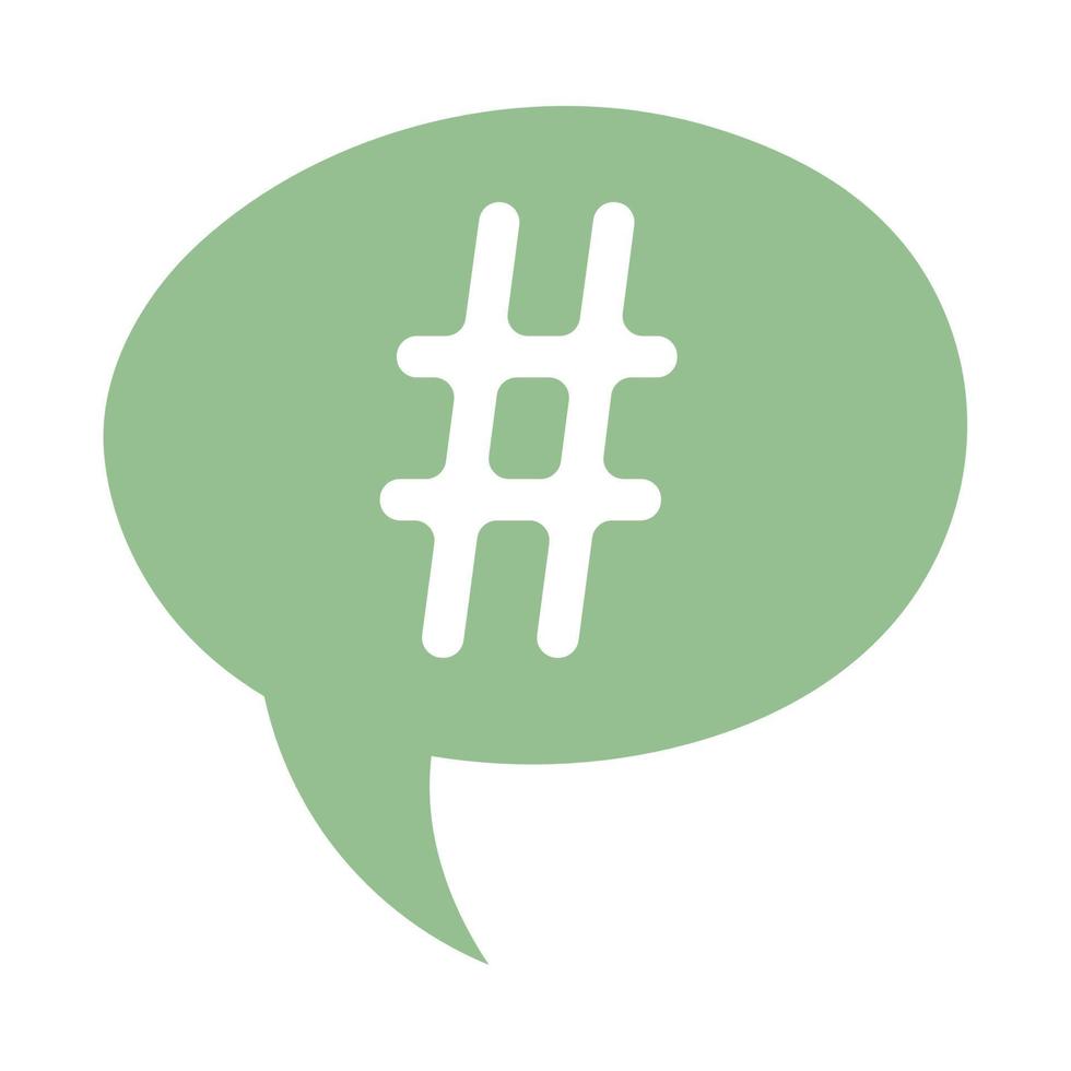 discorso bolla hashtag sociale media isolato icona design bianca sfondo vettore
