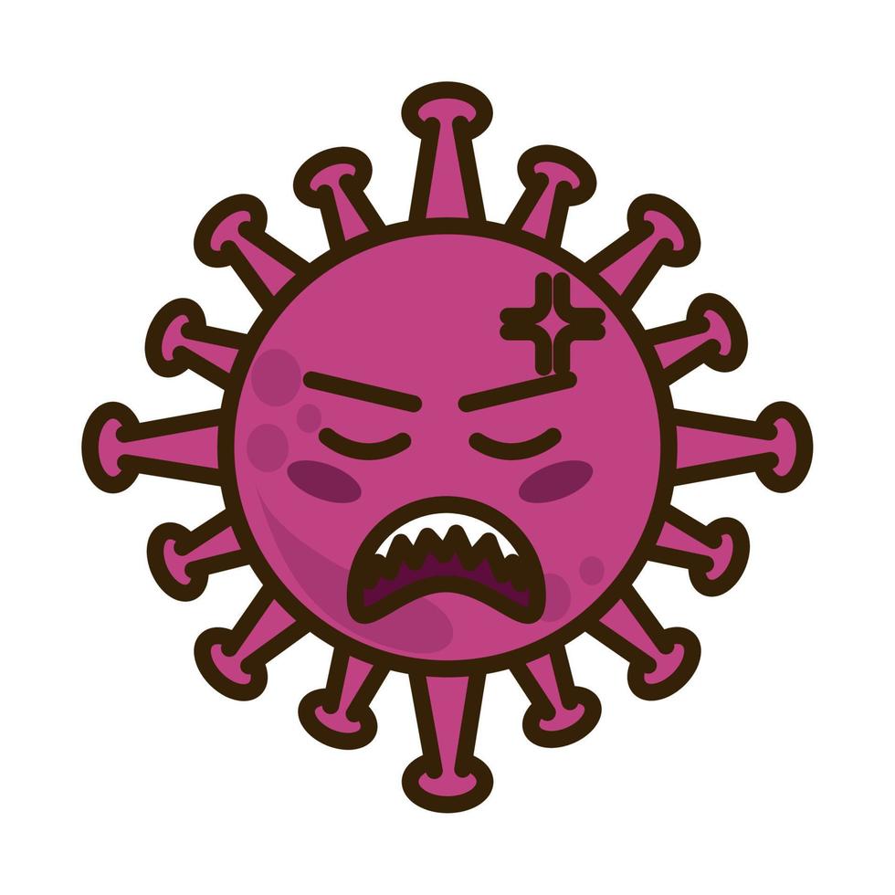 virus emoticon, covid-19 emoji personaggio infezione, viso piatto cartone animato stile vettore