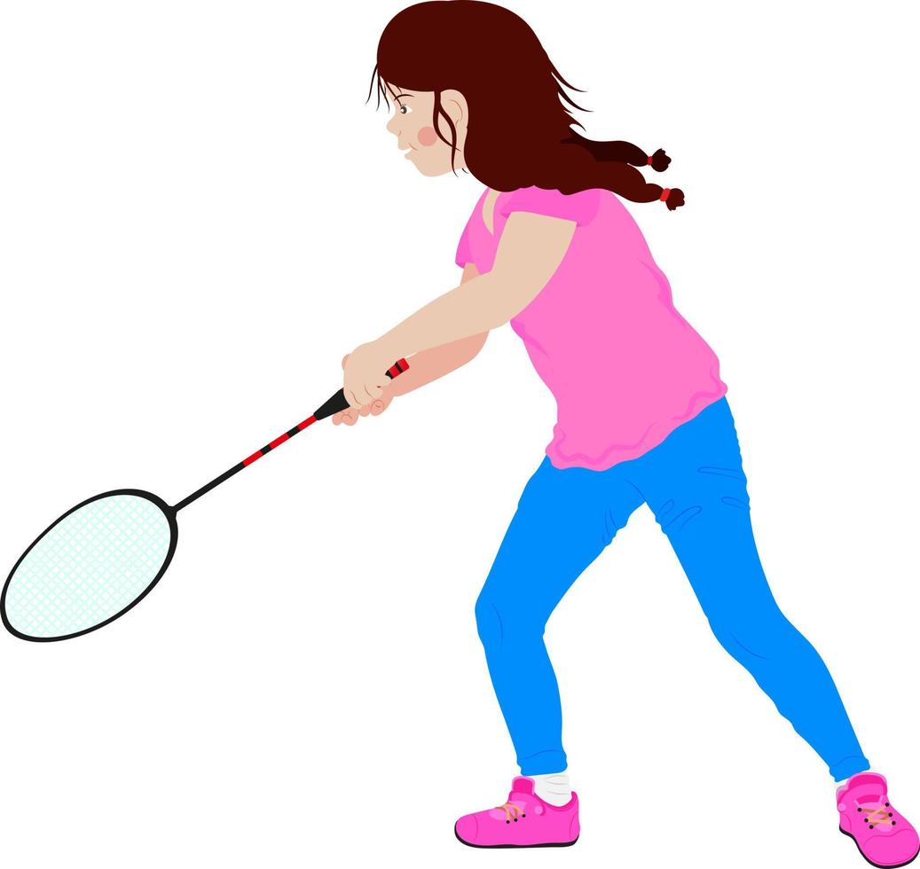 ragazza è giocando tennis. vettore carino ragazza