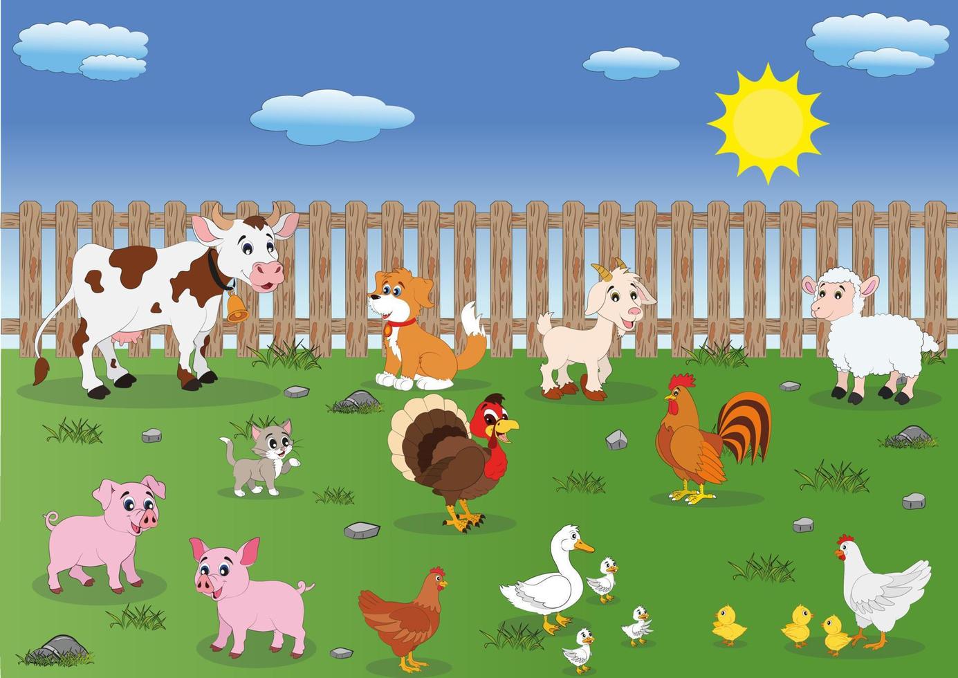cartone animato illustrazione di azienda agricola animali. domestico animali vettore
