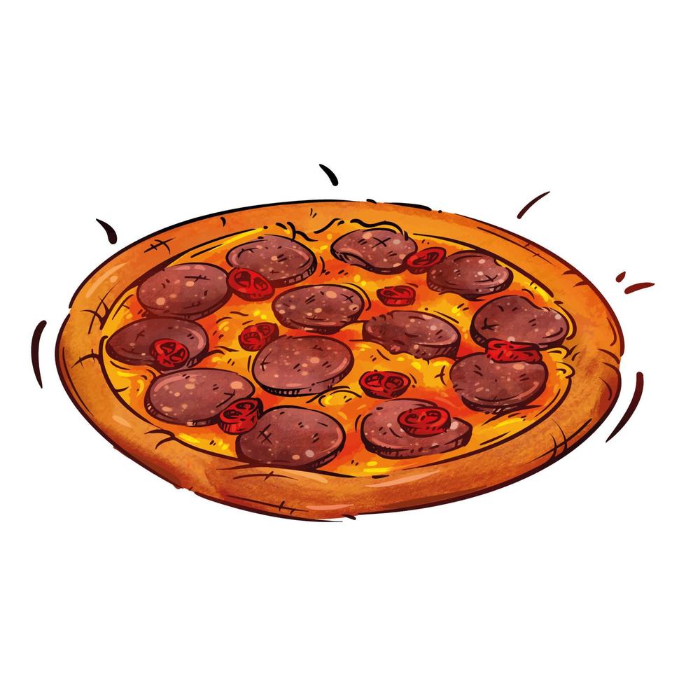 illustrazione Pizza peperoni vettore