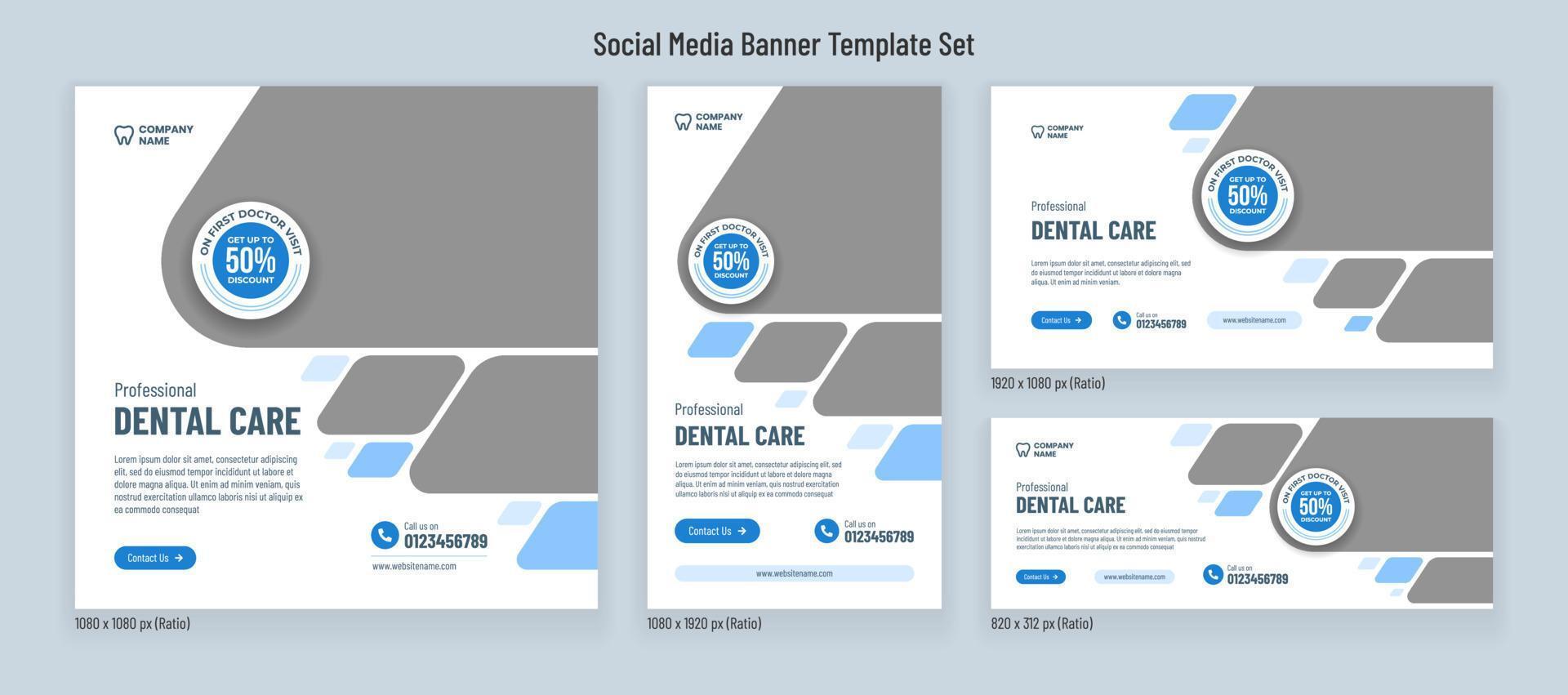 medico dentale cura bandiera sociale media inviare modello o aviatore design vettore