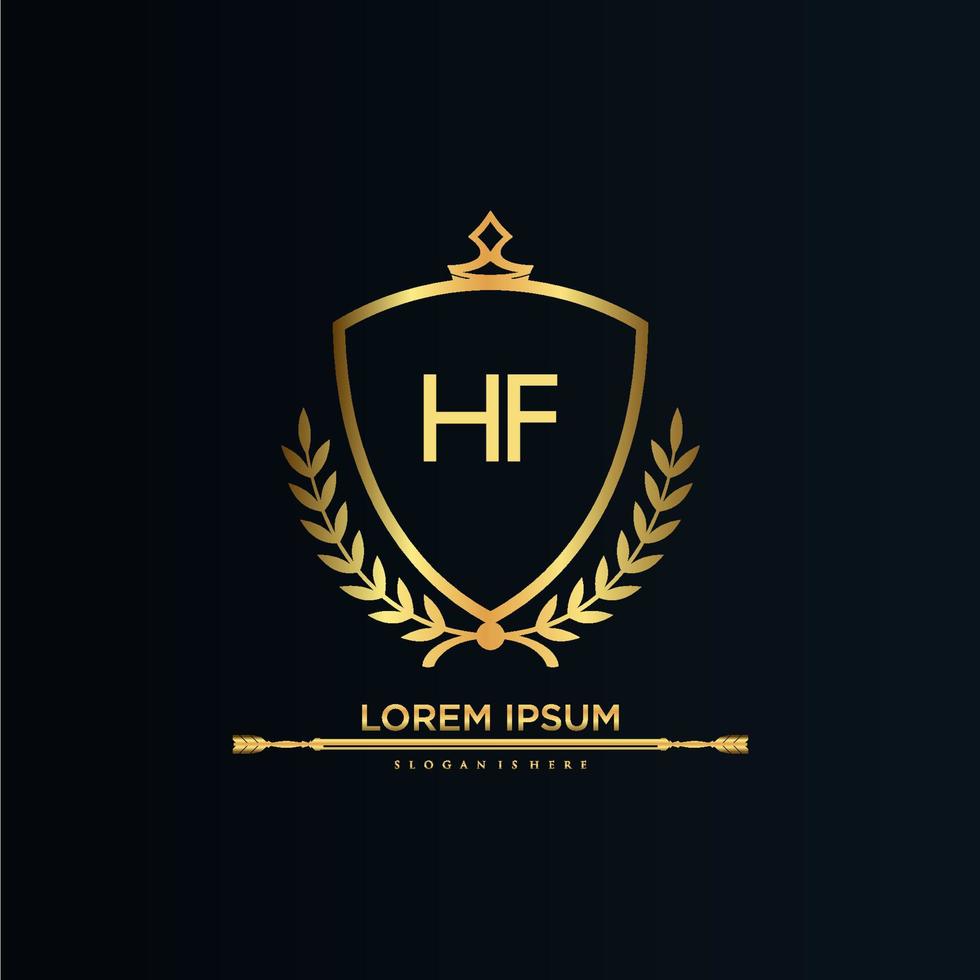 HF lettera iniziale con reale modello.elegante con corona logo vettore, creativo lettering logo vettore illustrazione.