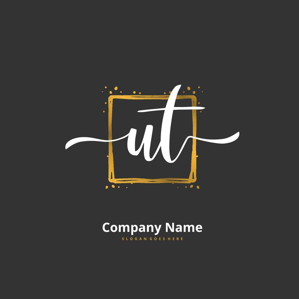 ut iniziale grafia e firma logo design con cerchio. bellissimo design manoscritto logo per moda, squadra, nozze, lusso logo. vettore