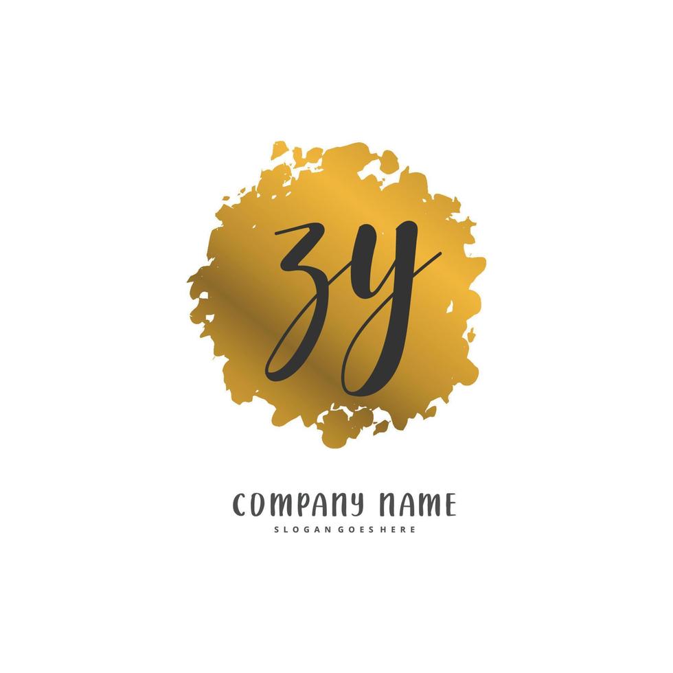 zy iniziale grafia e firma logo design con cerchio. bellissimo design manoscritto logo per moda, squadra, nozze, lusso logo. vettore