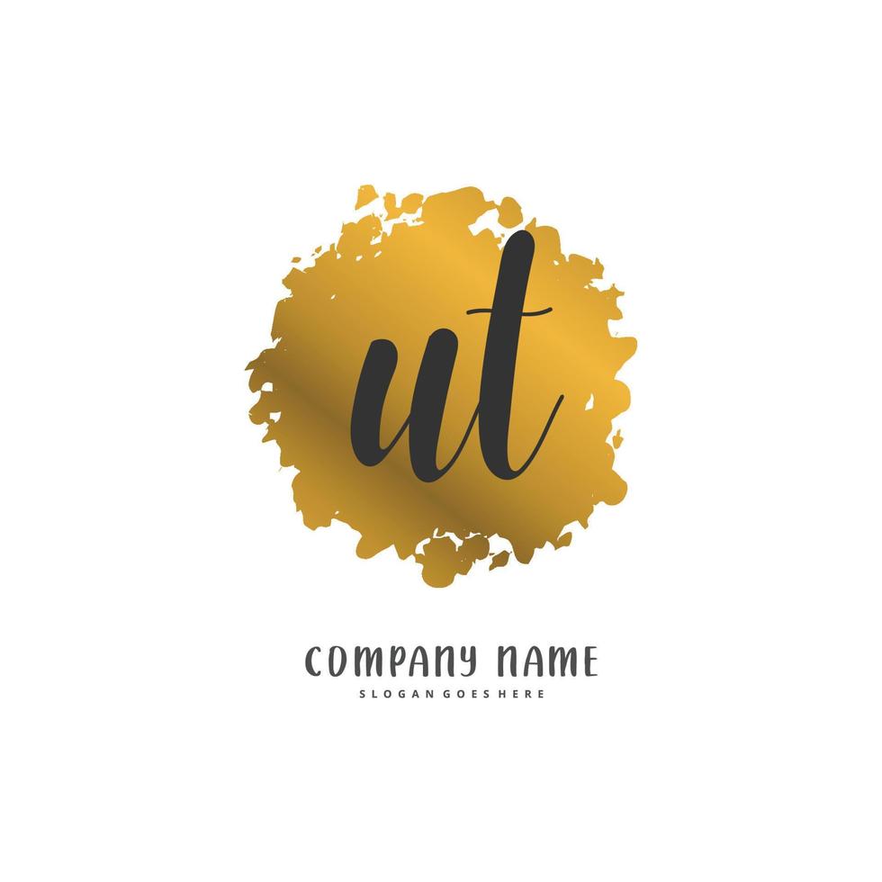 ut iniziale grafia e firma logo design con cerchio. bellissimo design manoscritto logo per moda, squadra, nozze, lusso logo. vettore