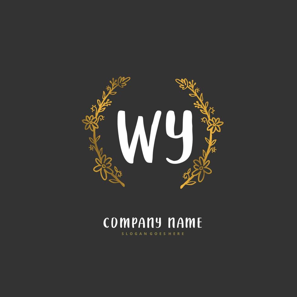 wy iniziale grafia e firma logo design con cerchio. bellissimo design manoscritto logo per moda, squadra, nozze, lusso logo. vettore