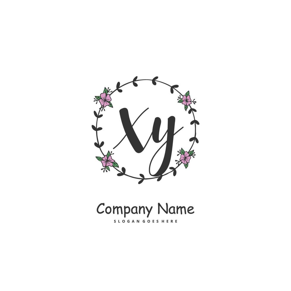 xy iniziale grafia e firma logo design con cerchio. bellissimo design manoscritto logo per moda, squadra, nozze, lusso logo. vettore