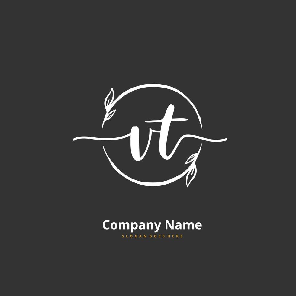 vt iniziale grafia e firma logo design con cerchio. bellissimo design manoscritto logo per moda, squadra, nozze, lusso logo. vettore